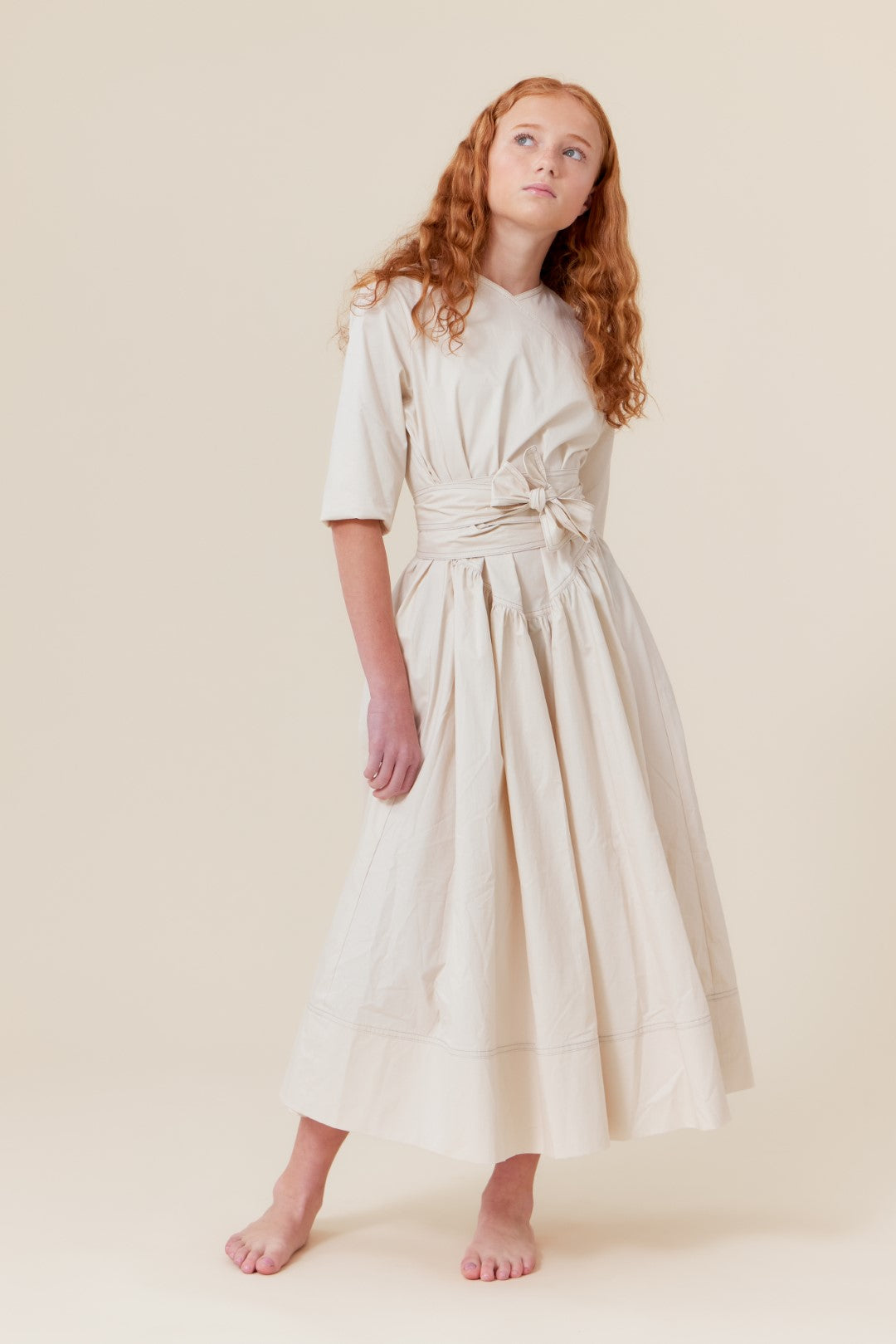 Soir Celia Neutral Dress - Elegant Women's Casual Midi Dress for Everyday Wear, Office & Date Night | Soft & Comfortable Fabric