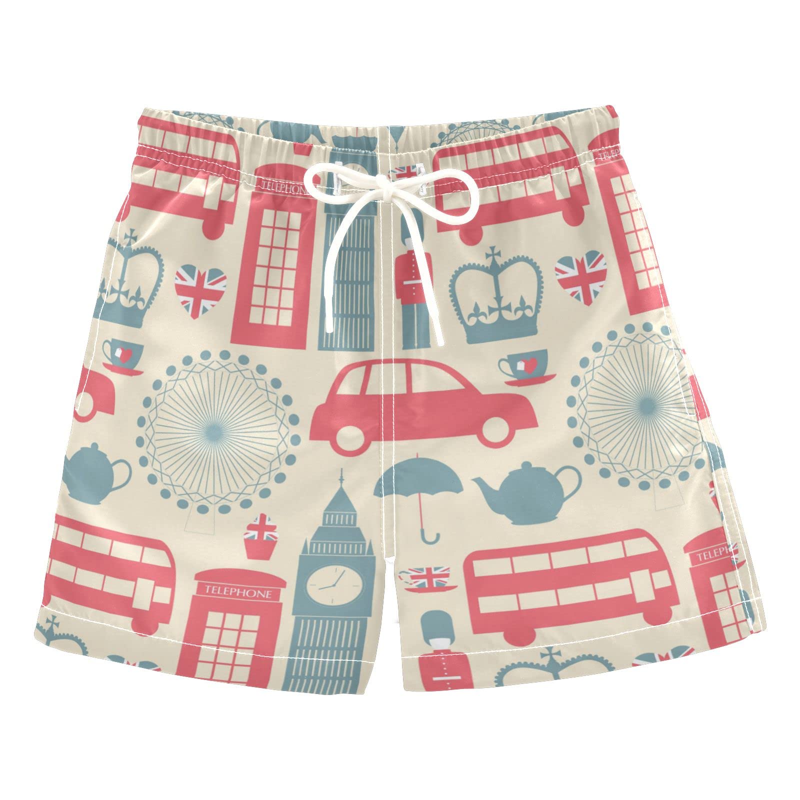 London Elements Boys Swim Trunks - Quick Dry Board Shorts for Toddler to Teens (2T-8) - Perfect for Beach, Pool & Summer Water Activities
