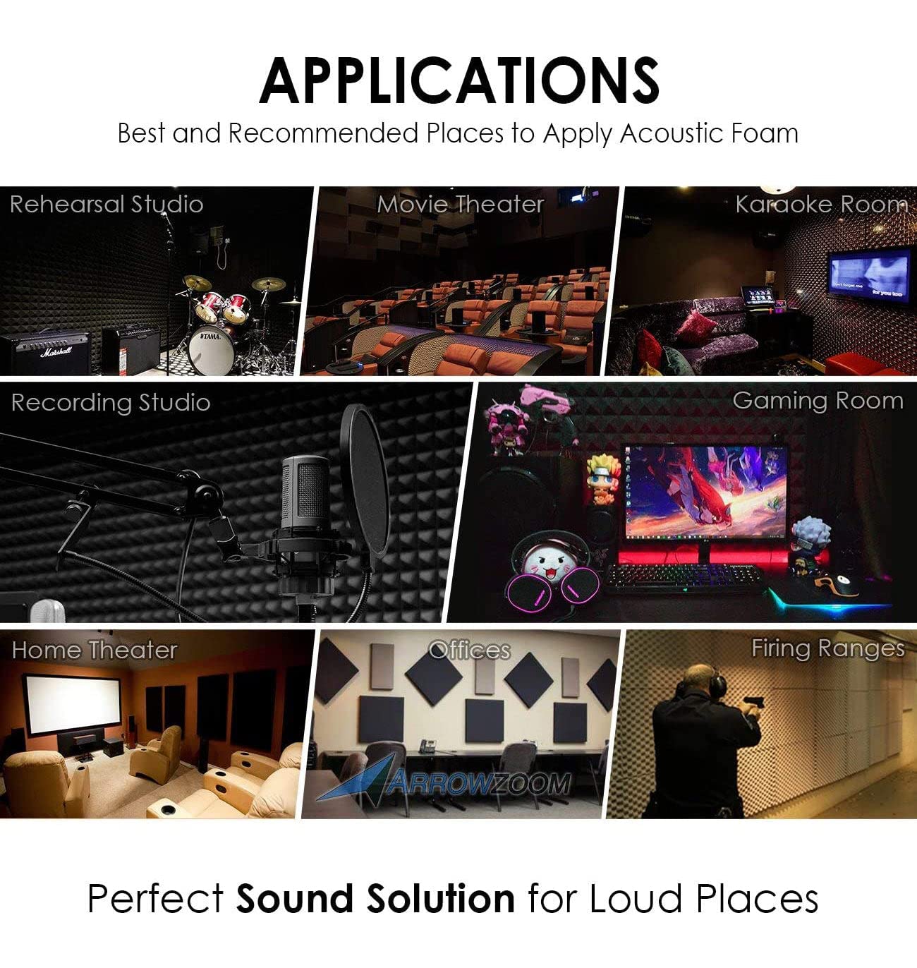 24 Pack Super Dash 50x50x3cm Baby Blue Acoustic Foam Panels - Convoluted Egg Crate Soundproofing Tiles for Home Studio, Office & Music Room - Noise Reduction Wall Treatment (SD1052)