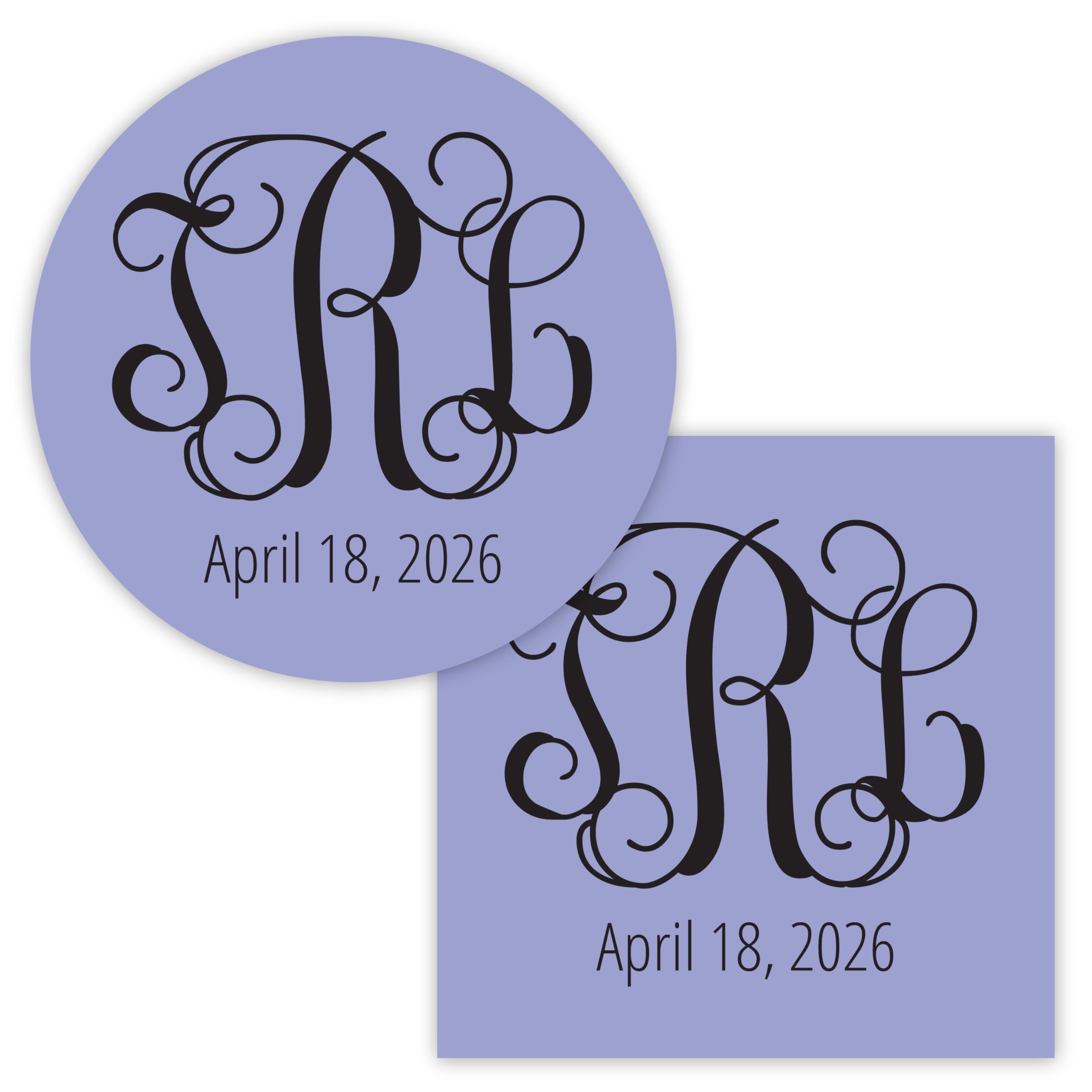 Custom Monogram Wedding Stickers - 155SS for Invitations & Decor