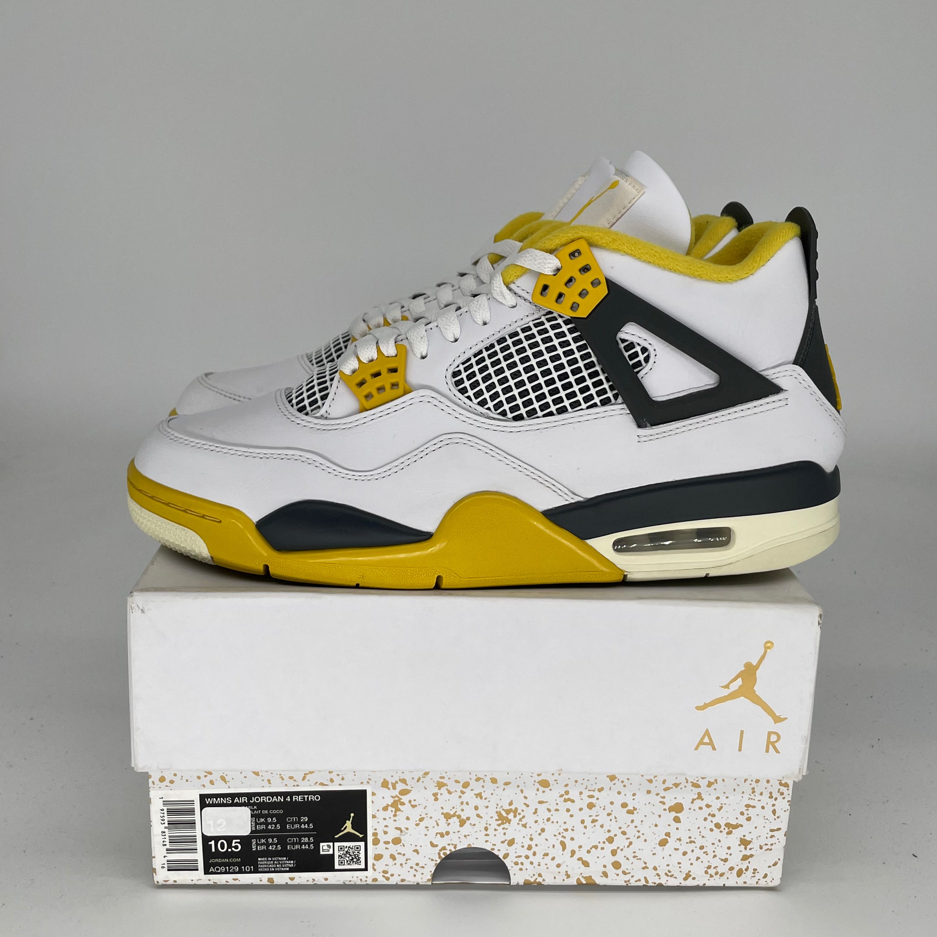 AIR JORDAN 4 VIVID SULFUR Women's Basketball Shoes Size 10.5/12W - AQ9129-101 | Retro Sneakers for Running, Gym & Streetwear Fashion