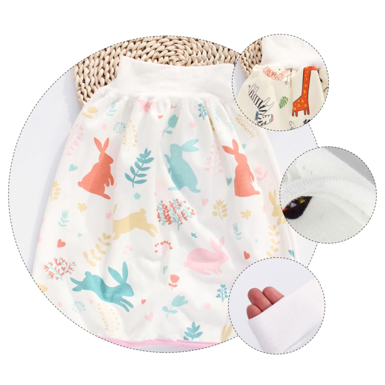Hohopeti 2 Pack Washable Waterproof Cotton Baby Nappy Skirts - Soft & Breathable Diaper Cover for Infants & Toddlers - Perfect for Playtime, Daycare, and Outdoor Adventures