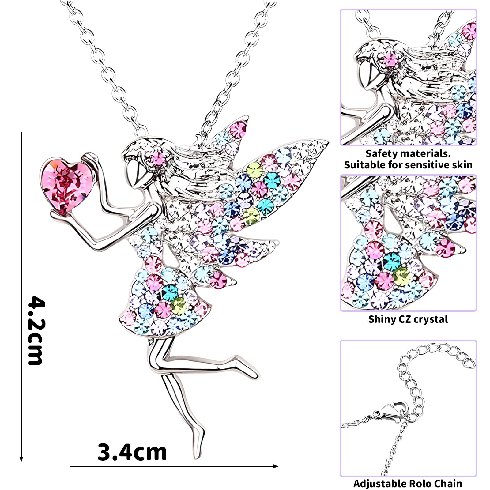 Feibety Crystal Pendant Necklace for Women & Girls - Elegant Elf Jewelry Gift for Birthday, Christmas, Anniversary - Perfect for Daughter, Granddaughter, Niece (Age 13-18) | Ideal for Parties, Prom, Date Night & Special Occasions