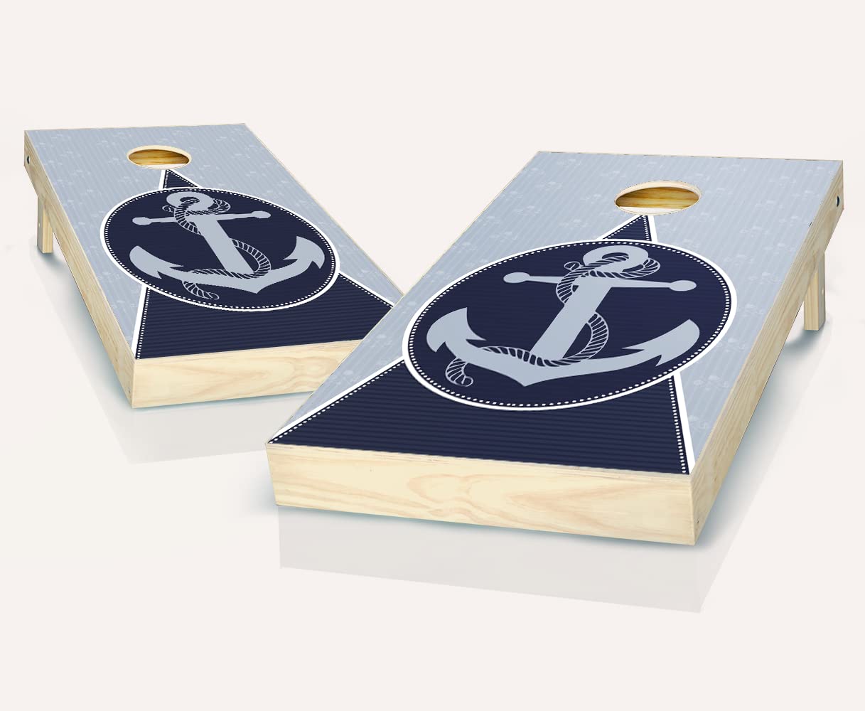 Skip's Garage Seaworthy Cornhole Boards Set - 2 Boards & 8 Bags with Custom Accessories - Premium Outdoor Lawn Game for Backyard, Beach, and Tailgating Parties
