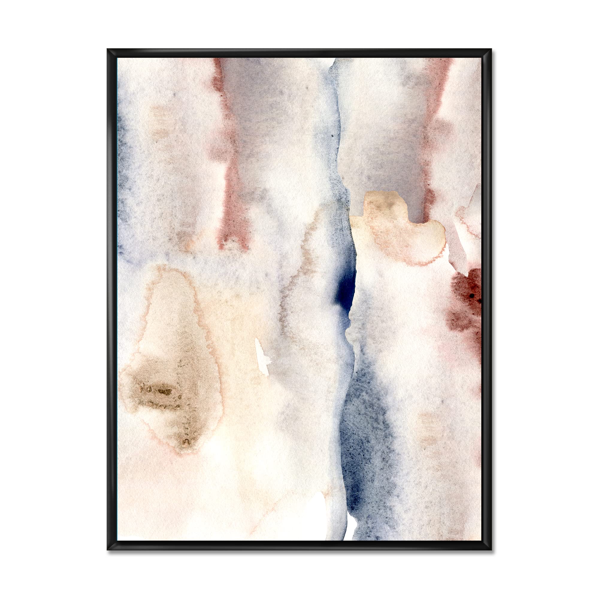 Pastel Abstract Canvas Wall Art with Dark Blue, Pink & Gray Spots - Modern Framed Print for Living Room, Bedroom & Office Decor
