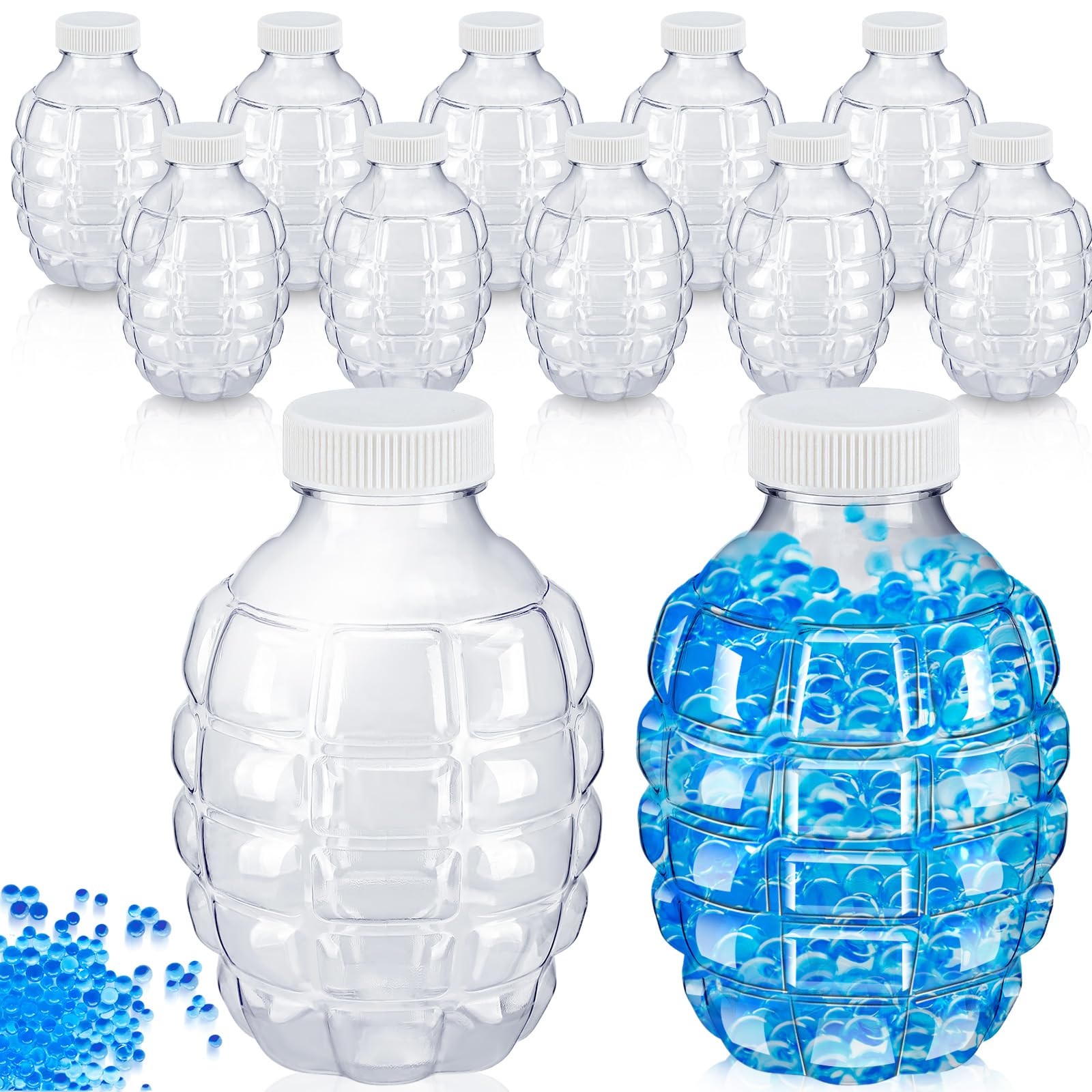 12 Pcs Water Gel Ball Blaster Gun Refill Ammo - Splatter Ball Gun Accessories with Plastic Hopper & Gel Beads - Perfect for Kids Outdoor Water Games, Summer Beach Parties, Backyard Battles and Team Competitions - 50,000 Unsoaked Gel Balls Included