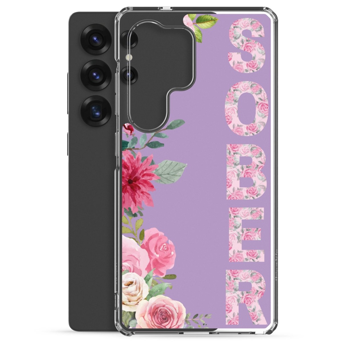 SOBER Rose Gold Chinoiserie Floral Samsung Phone Case - Clear Protective Cover for Galaxy S23/S22/S21 - Stylish & Durable for Everyday Use
