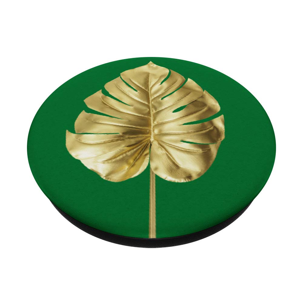 Gold Monstera Leaf Phone Grip - Exotic Tropical Plant Design PopSockets Stand for iPhone, Samsung & Tablets - Perfect for Home, Office & Travel Accessories