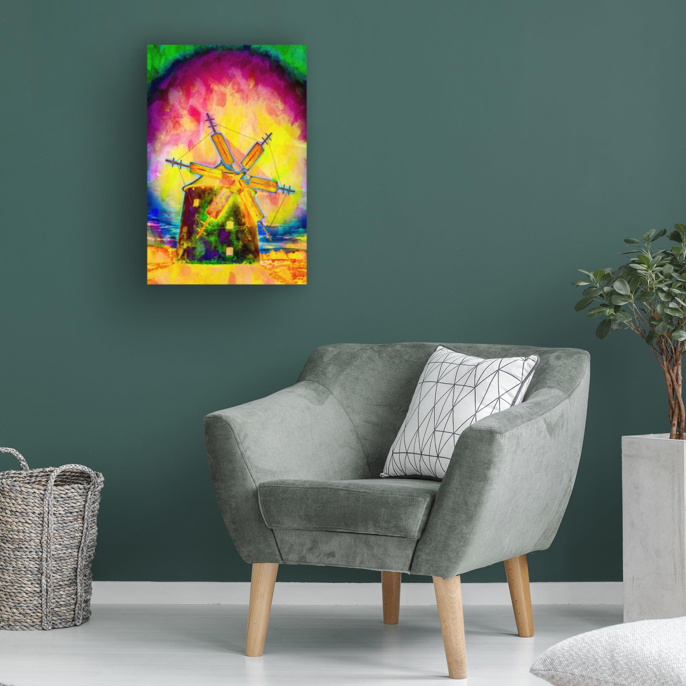 Anita Vincze 'Windmill 02' Canvas Art Print - Handmade Landscape Painting for Home & Office Wall Decor | Perfect for Living Room, Bedroom or Office Space
