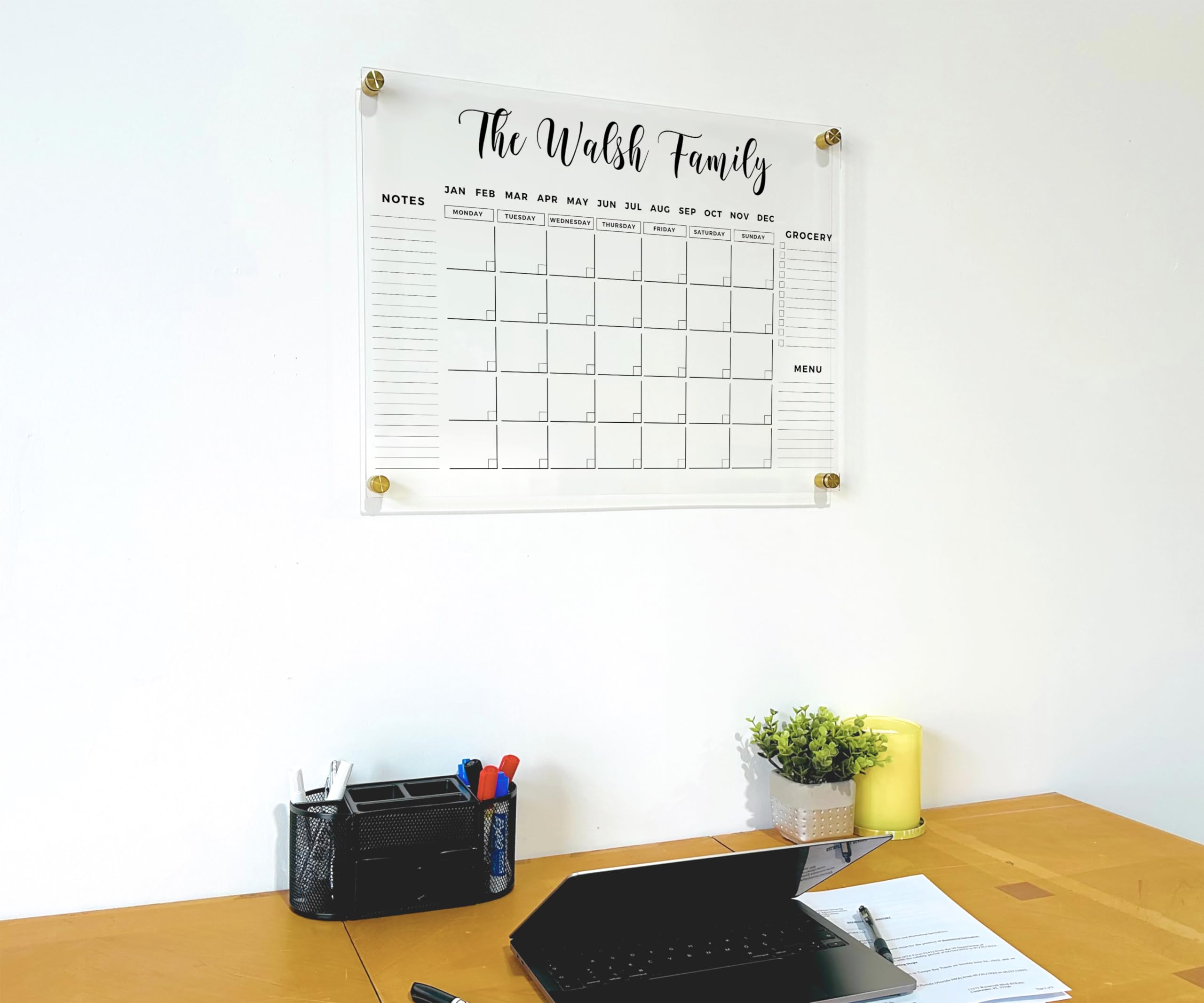 Large Personalized Acrylic Wall Calendar 2025 - Dry Erase Family Planner with Monthly & Weekly Layouts (28x20 Inch) - Perfect for Home Office, Kitchen, Classroom Organization & Family Scheduling