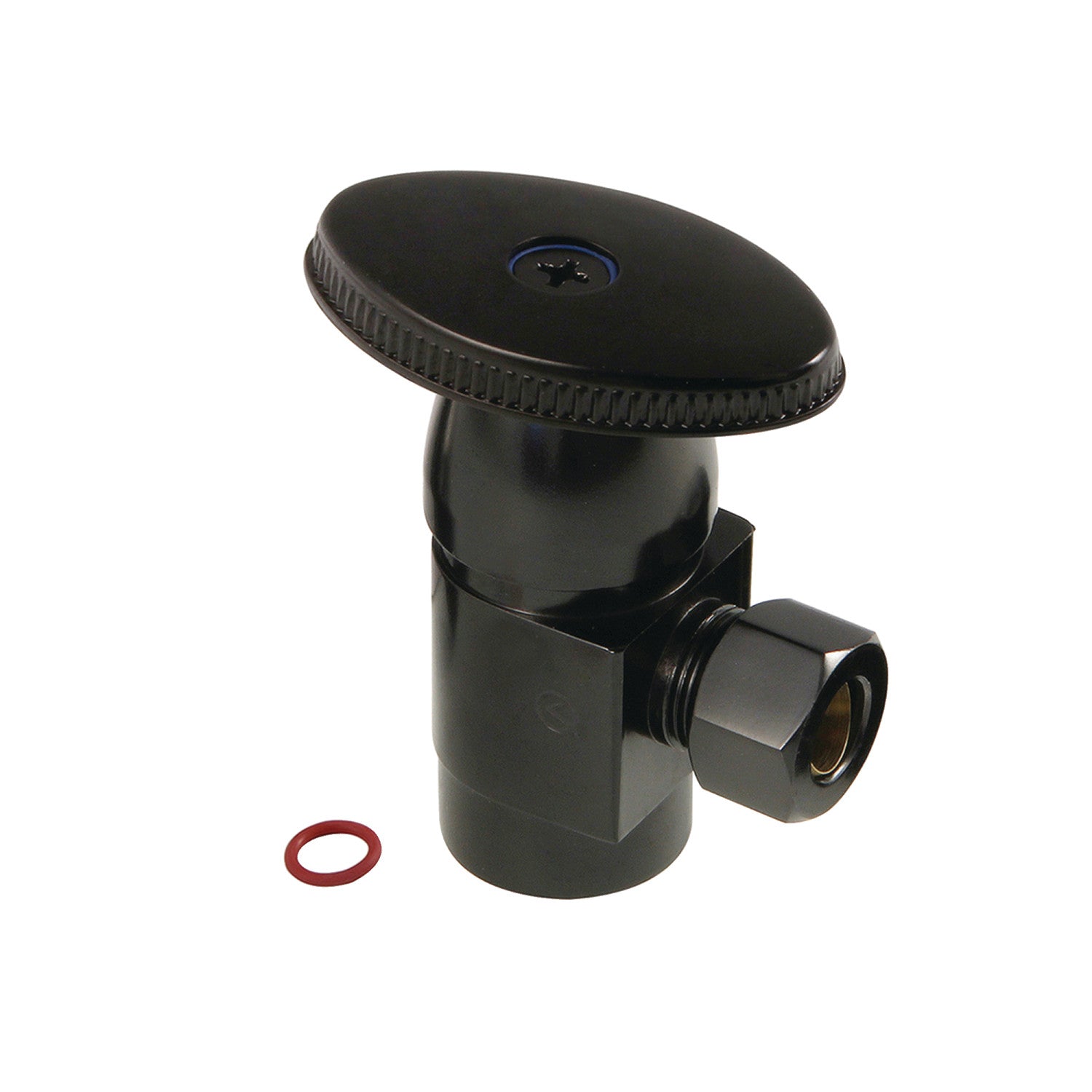 Americana CD43300VA 1/2 Inch FIP x 3/8 Inch O.D. Anti-Seize Deluxe Quarter-Turn Ceramic Disc Angle Stop Valve - Matte Black Finish for Faucet & Toilet Water Supply Lines