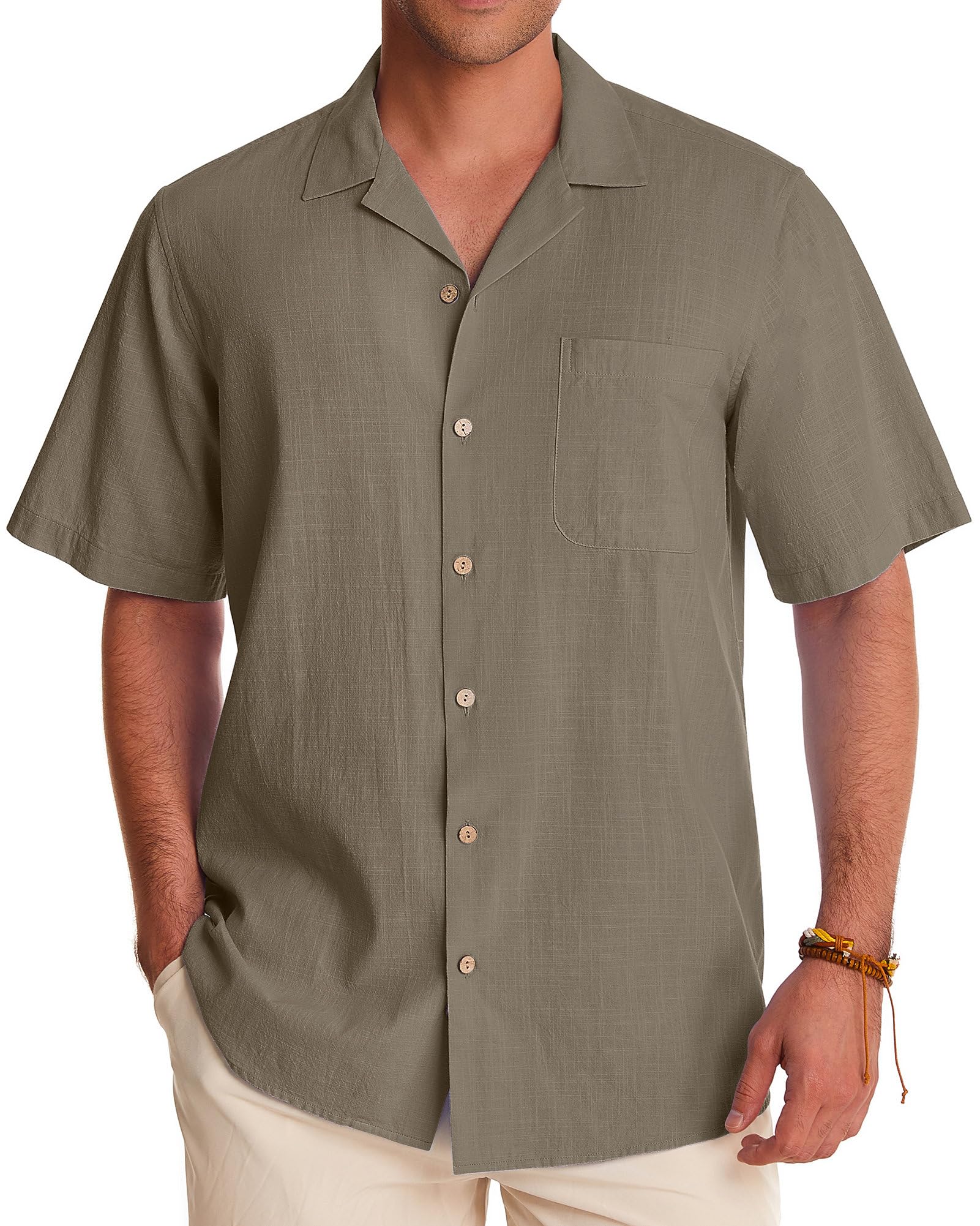 Men's Linen Short Sleeve Button Down Shirts - Breathable Cotton Summer Casual Shirts for Beach, Vacation & Hawaiian Style | Perfect for Tropical Getaways, Pool Parties & Summer Outings