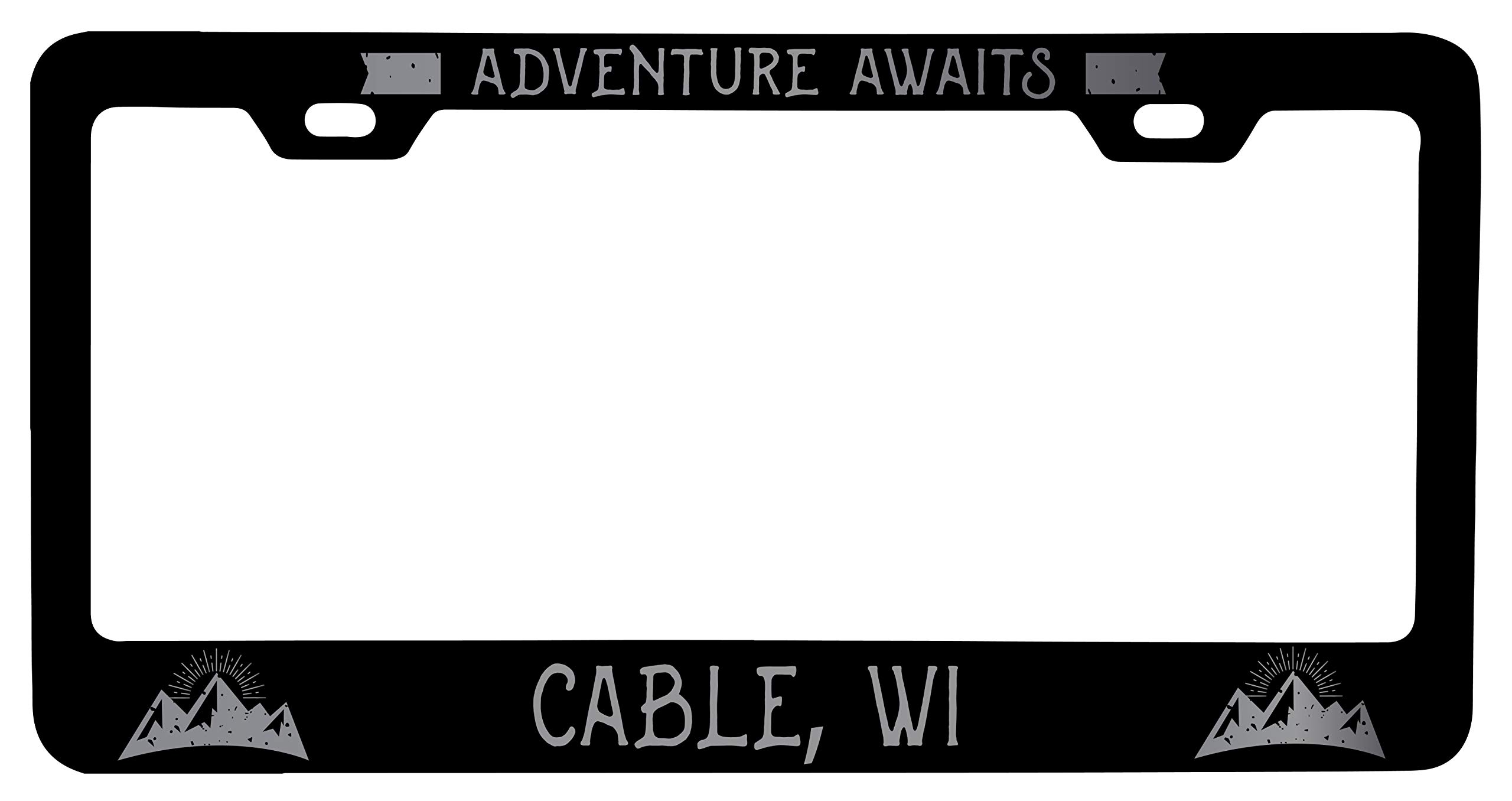 R&R Imports Black Metal License Plate Frame - Laser Etched Wisconsin Design - Durable Car Vanity Accessory for Cars, Trucks & Motorcycles