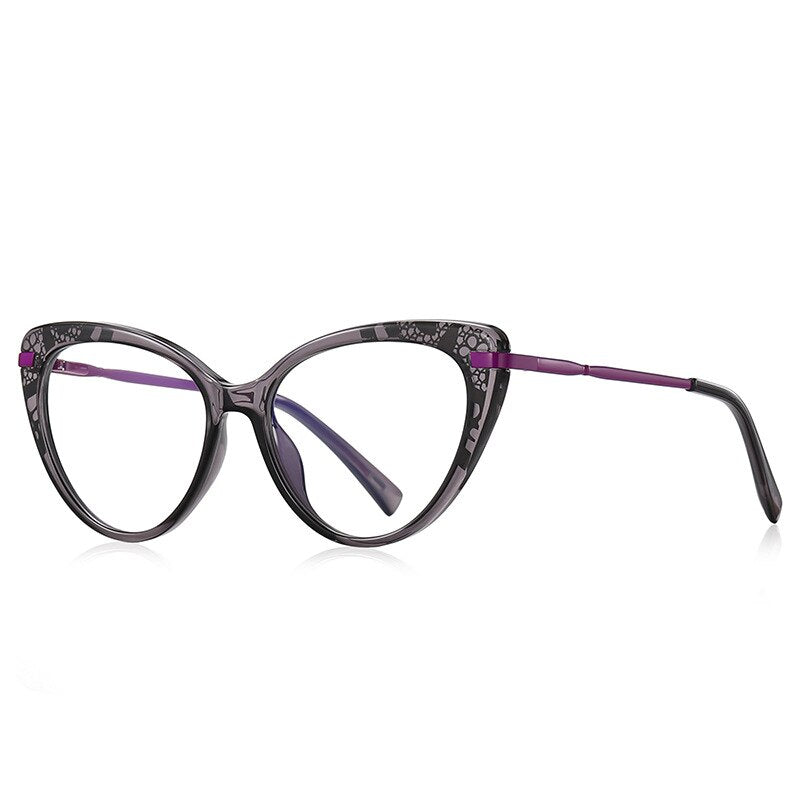 CCspace Women's Full Rim Cat Eye Titanium Eyeglasses Frame - Lightweight TR90 Material, Fashionable & Durable (Model 53369) - Perfect for Office, Reading & Everyday Wear