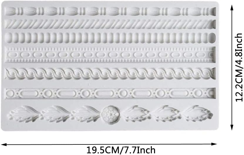 6 Cavity Rope Strip Silicone Mold for Cake Decorating - Fondant, Chocolate, Gumpaste, Polymer Clay - Perfect for Cake Borders, Pearl Shell Designs & Fried Dough Twists - Ideal for Home Baking, Wedding Cakes & DIY Sugar Crafts