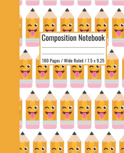 Emoji Composition Notebook - Winking Face with Tongue Design | Wide Ruled Lined Paper | Cute Aesthetic School Supplies for Students (7.5 x 9.25 Inches, 100 Pages) | Perfect for Note Taking, Journaling & Homework | Back to School Essentials for Kids, Teens & Adults