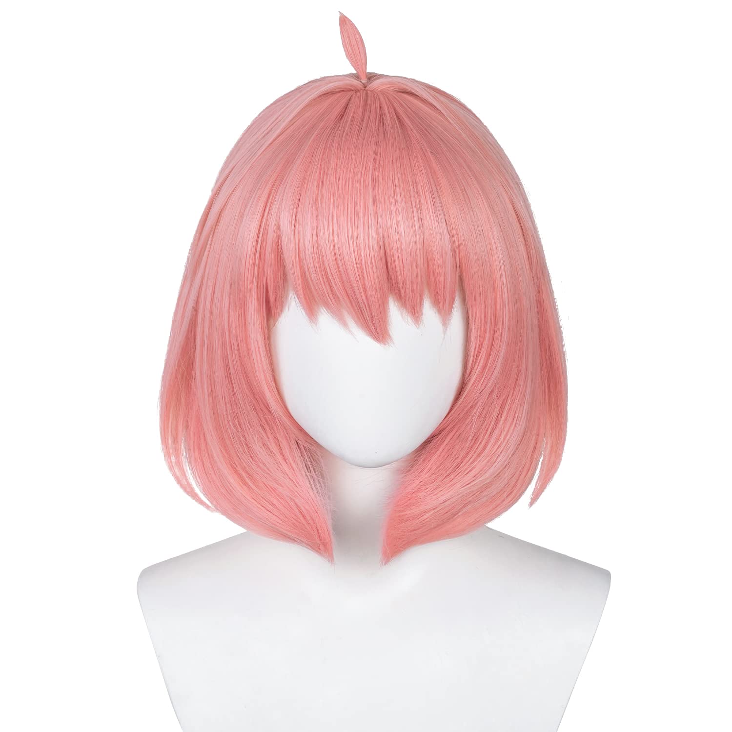 Short Pink Bob Wig with Bangs - Anime Cosplay Synthetic Hair Wig for Women & Girls - Includes Cute Hair Clips & Wig Cap - Perfect for Halloween, Parties & Daily Wear