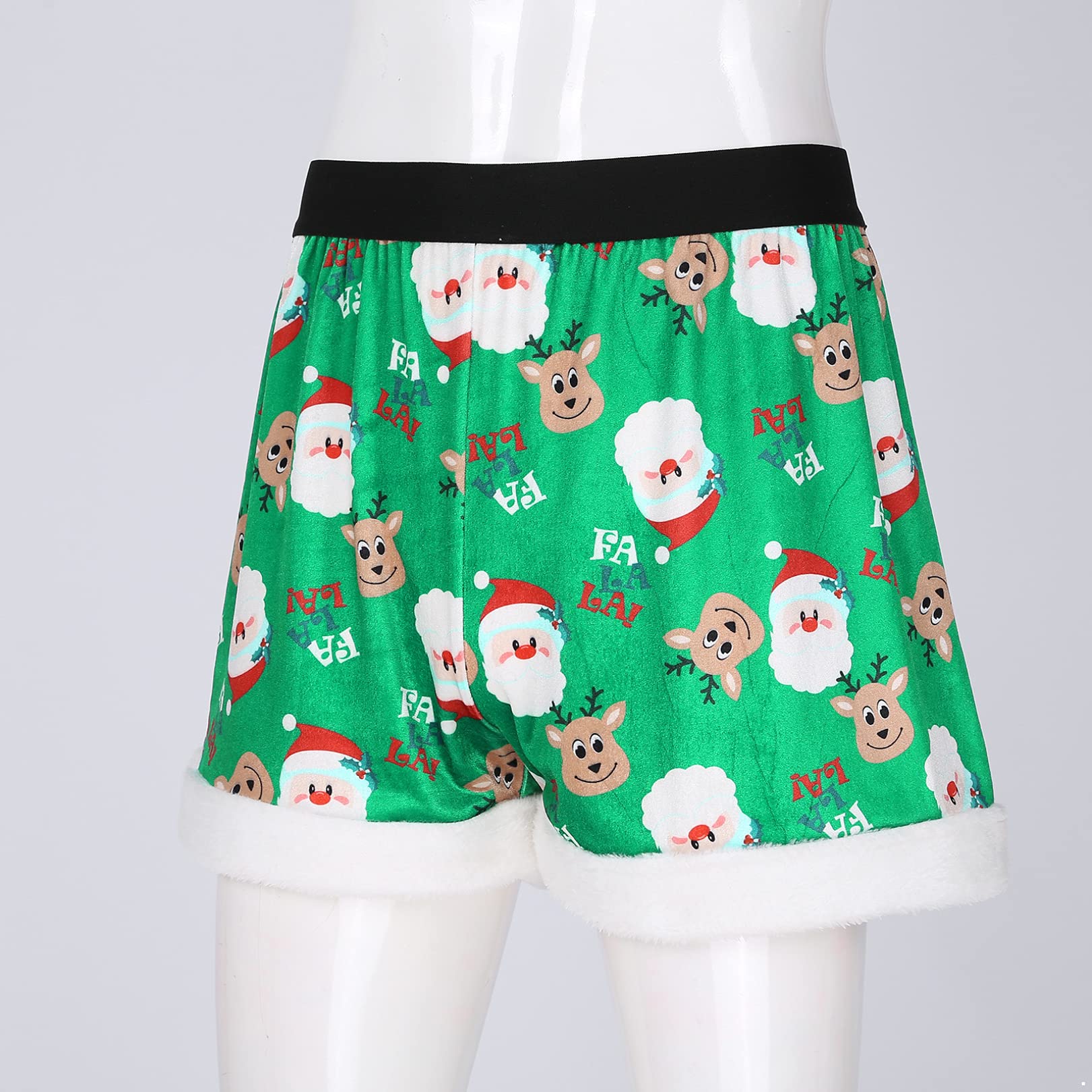 FEESHOW Men's Christmas Holiday Santa Claus Boxer Shorts - Festive Underwear for Xmas Parties & Gifts