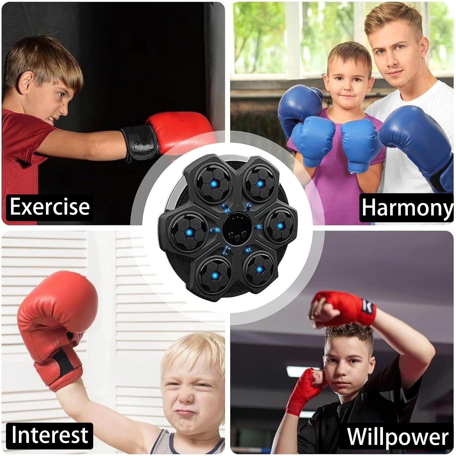 Smart Wall Mounted Boxing Trainer for Kids & Adults - Music Boxing Machine with Target for Home Gym, Office, Workout Equipment - Perfect Gift for Fitness Enthusiasts (Great for Stress Relief, Cardio Training & Fun Family Exercise)