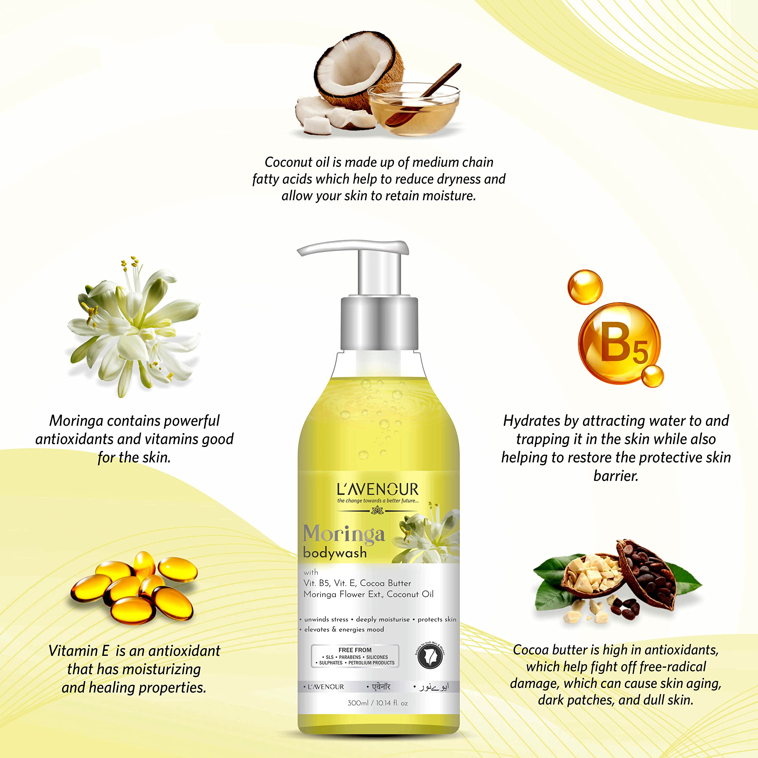 L'avenour Arabian Musk & Moringa Body Wash Combo Set - Moisturizing Shower Gel for Soft, Smooth Skin - Women & Men - Perfect for Daily Shower & Spa Relaxation