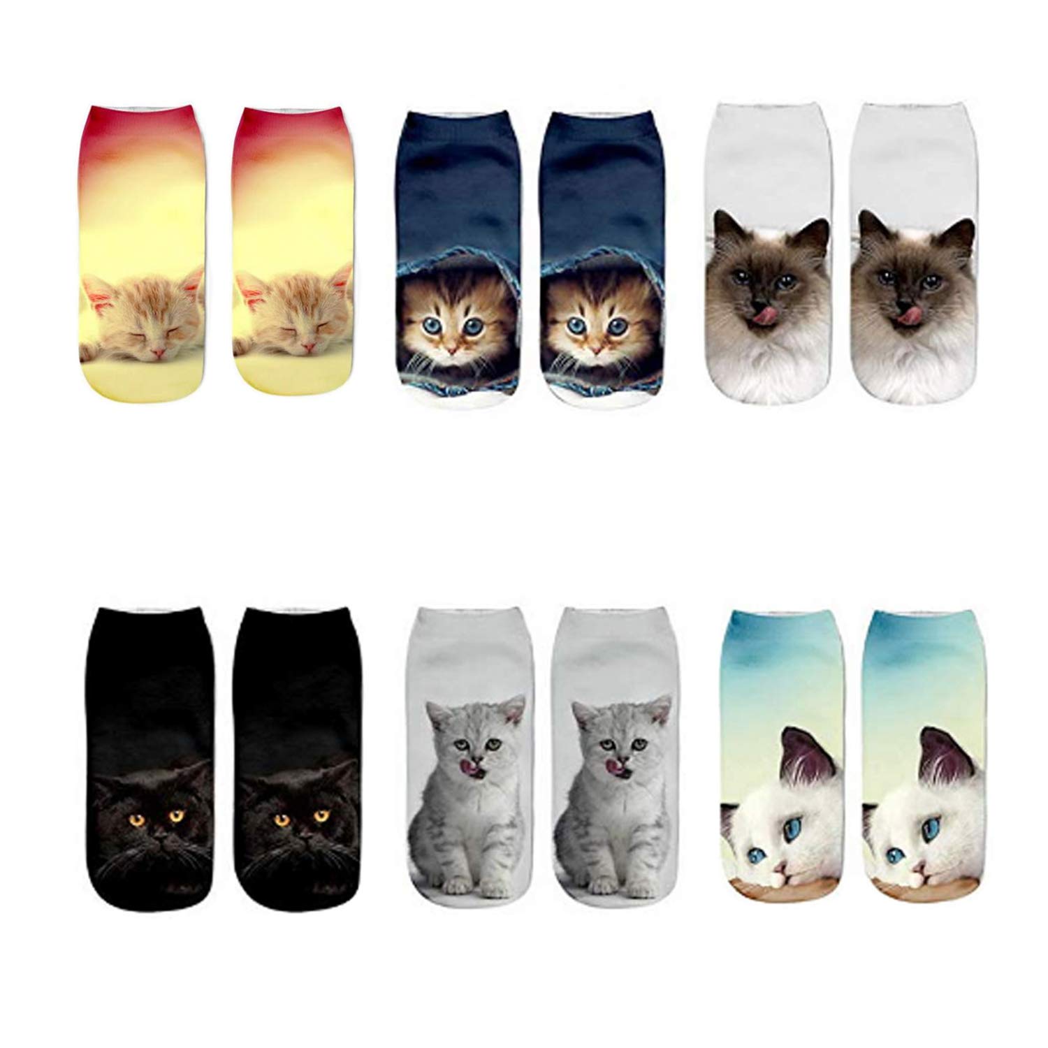 **Women's 3D Printed Kitty Cat Socks - Colorful Funny Novelty Socks for Girls - Perfect for Gifts, Cosplay & Casual Wear**