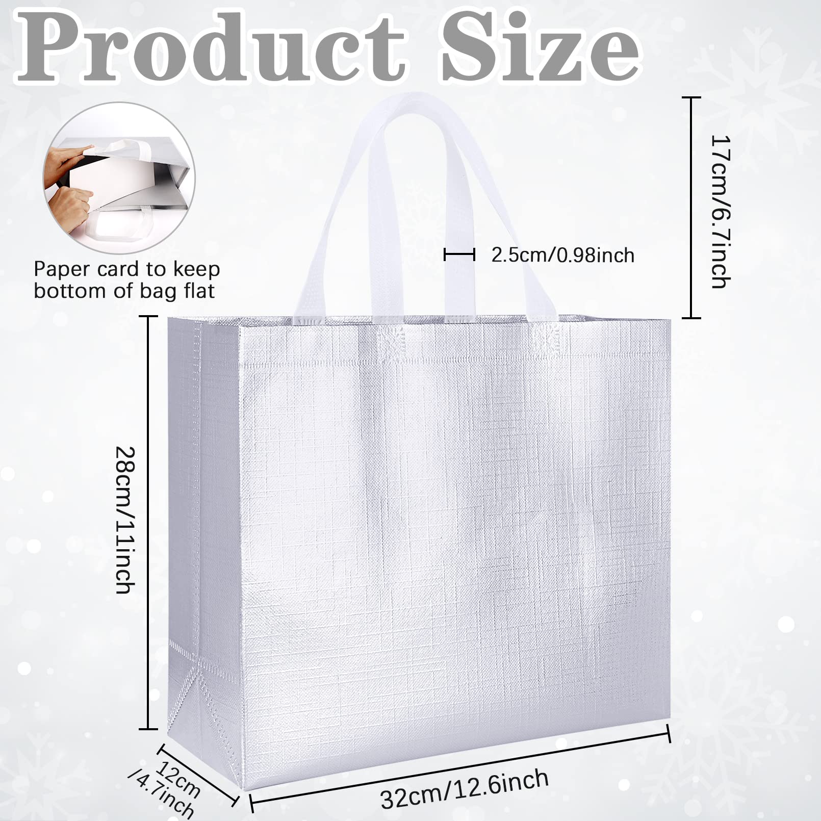 12-Pack Reusable Glossy Tote Bags with Handles - Eco-Friendly Non-Woven Foldable Shopping Bags for Groceries, Bridesmaid Gifts & Party Favors - Perfect for Weddings, Baby Showers & Sustainable Living