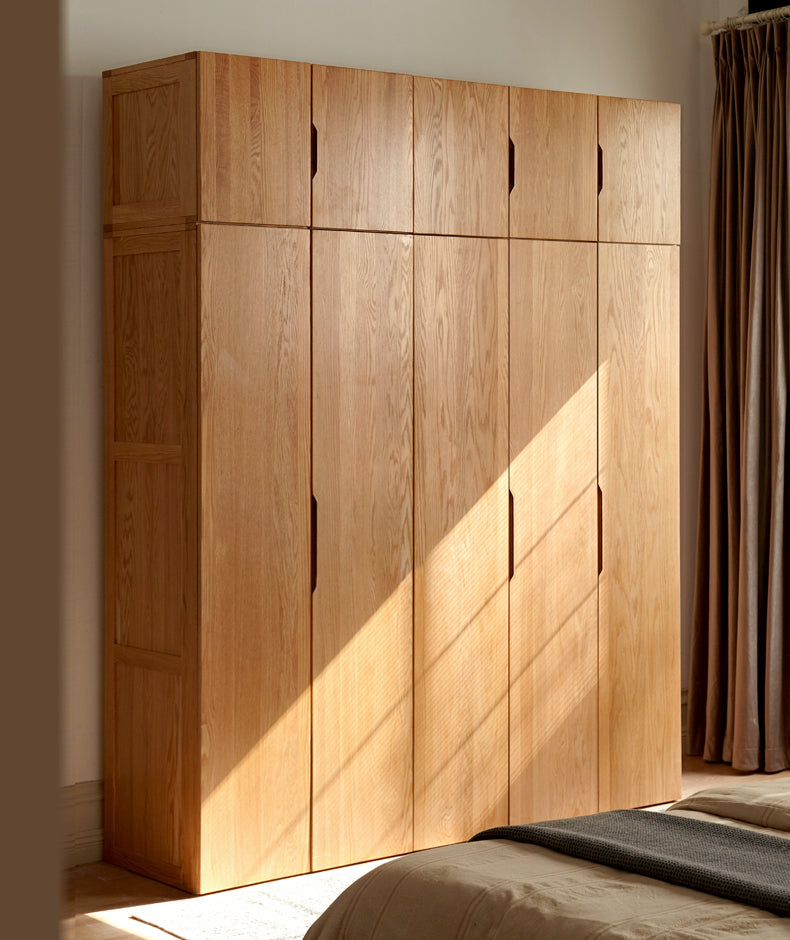 Solid Oak Wood Wardrobe - Premium Quality, Spacious Storage for Bedroom, Closet & Home Organization