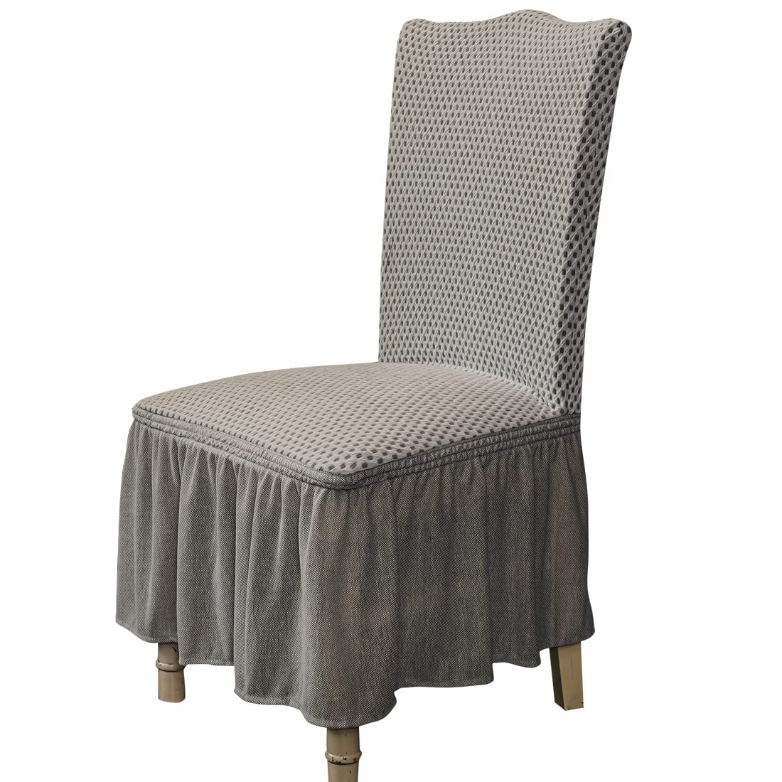 Stretchable Elastic Dining Chair Slipcovers - Washable Removable High Back Restaurant Chair Protectors (2Pcs, Silver) | Perfect for Home, Cafe & Office Decor