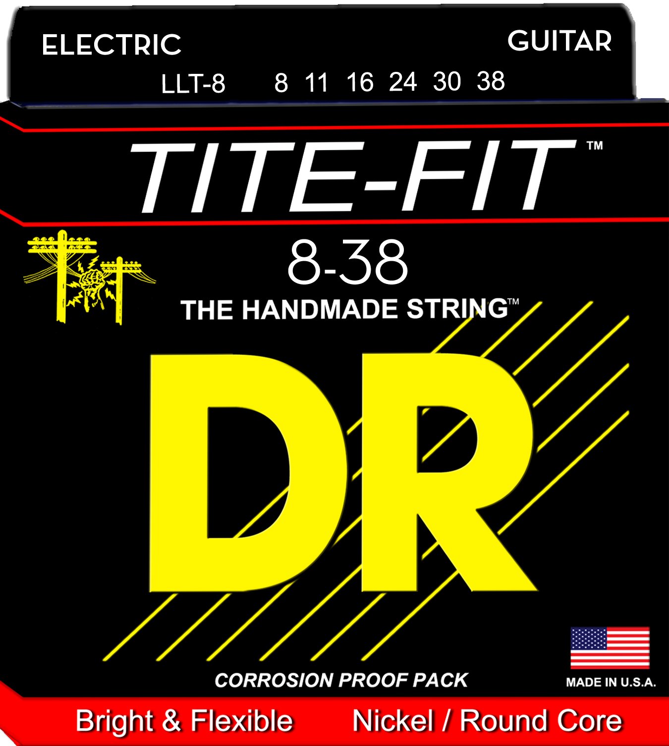 DR Strings Tite Fit Electric Round Core 8-38 Guitar Strings - Premium Nickel Wound for Electric Guitars - Perfect for Rock, Blues & Studio Recording