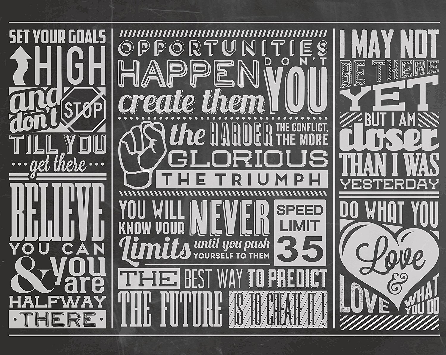OhPopsi WALS0139 Black Chalk Quotes Wall Decal - Inspirational Sayings for Home, Office & Classroom Decor