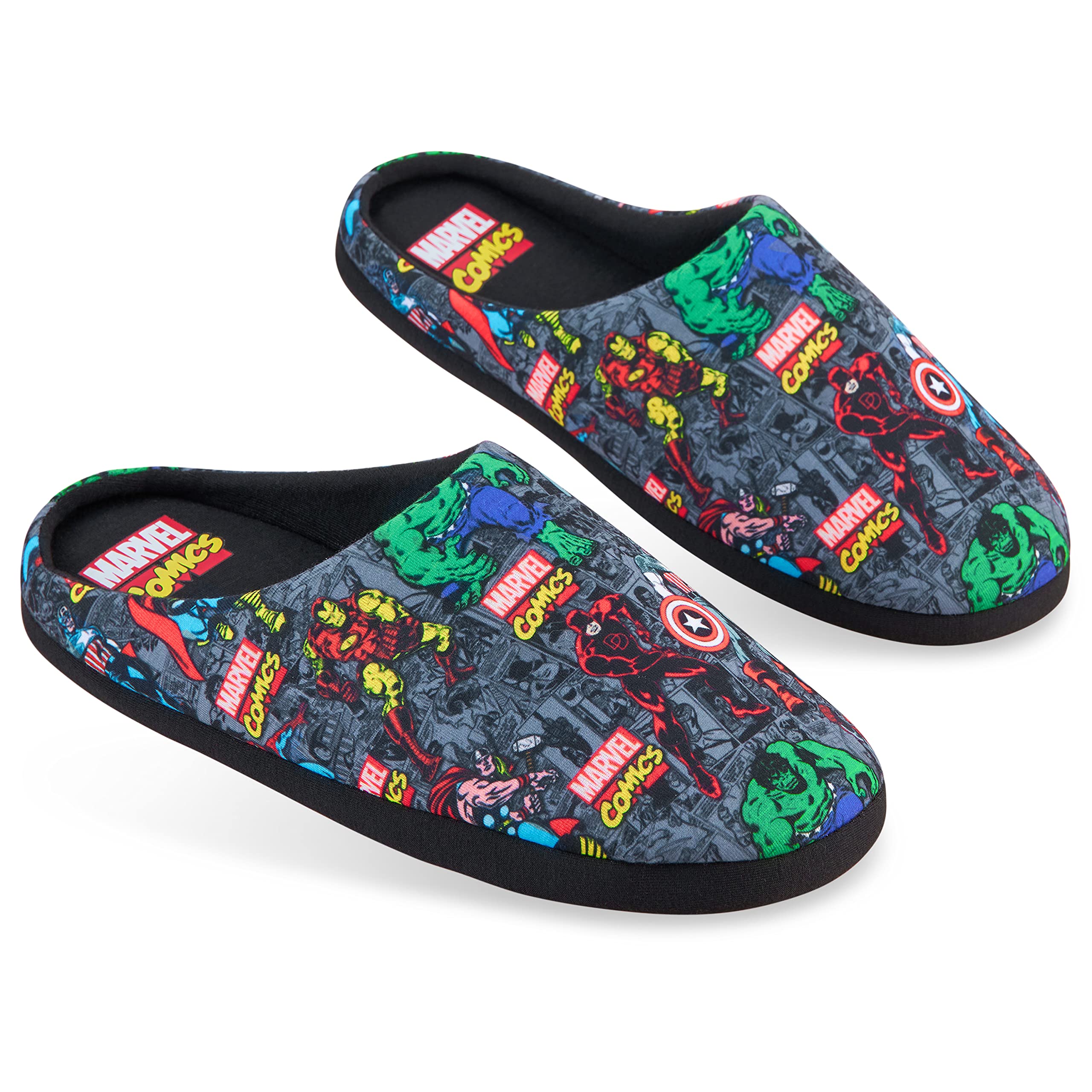 Marvel Avengers Captain America Spiderman Iron Man Men's Superhero Slippers - Soft Comic Novelty House Shoes for Fans, Gifts & Lounge Wear at Home
