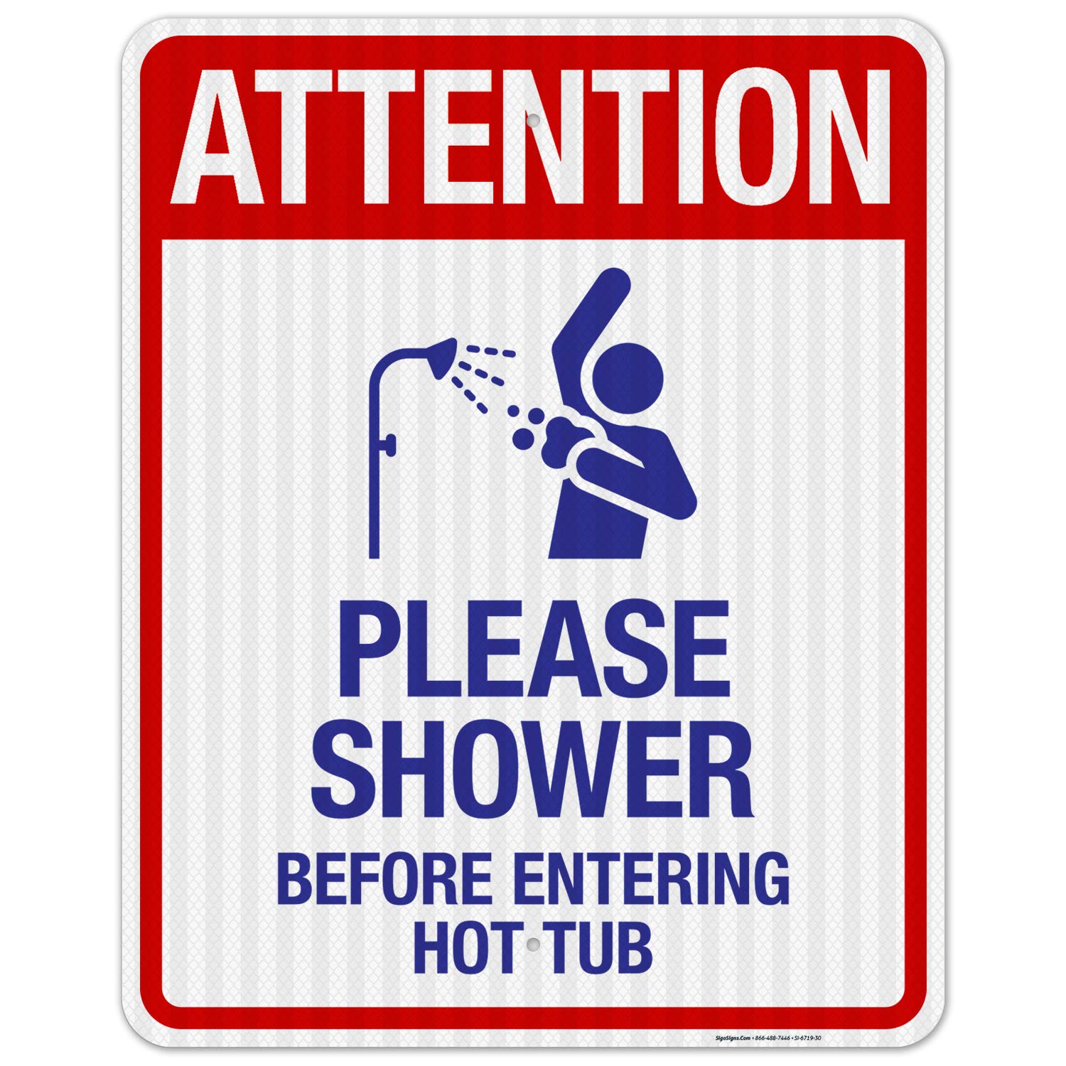 3M EGP Reflective Aluminum Pool Sign - 24x30 Inches, Fade Resistant for Indoor/Outdoor Use | 'Attention Please Shower Before Entering' Sign | Made in USA | Perfect for Swimming Pools, Gyms & Public Restrooms