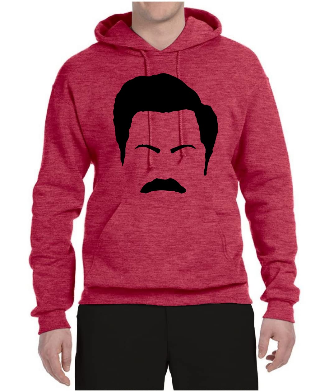 Wild Bobby Parks and Rec Fans Ron Swanson Mustache Face Silhouette Pop Culture Unisex Graphic Hoodie Sweatshirt - Perfect for TV Show Lovers, Cosplay, and Casual Wear