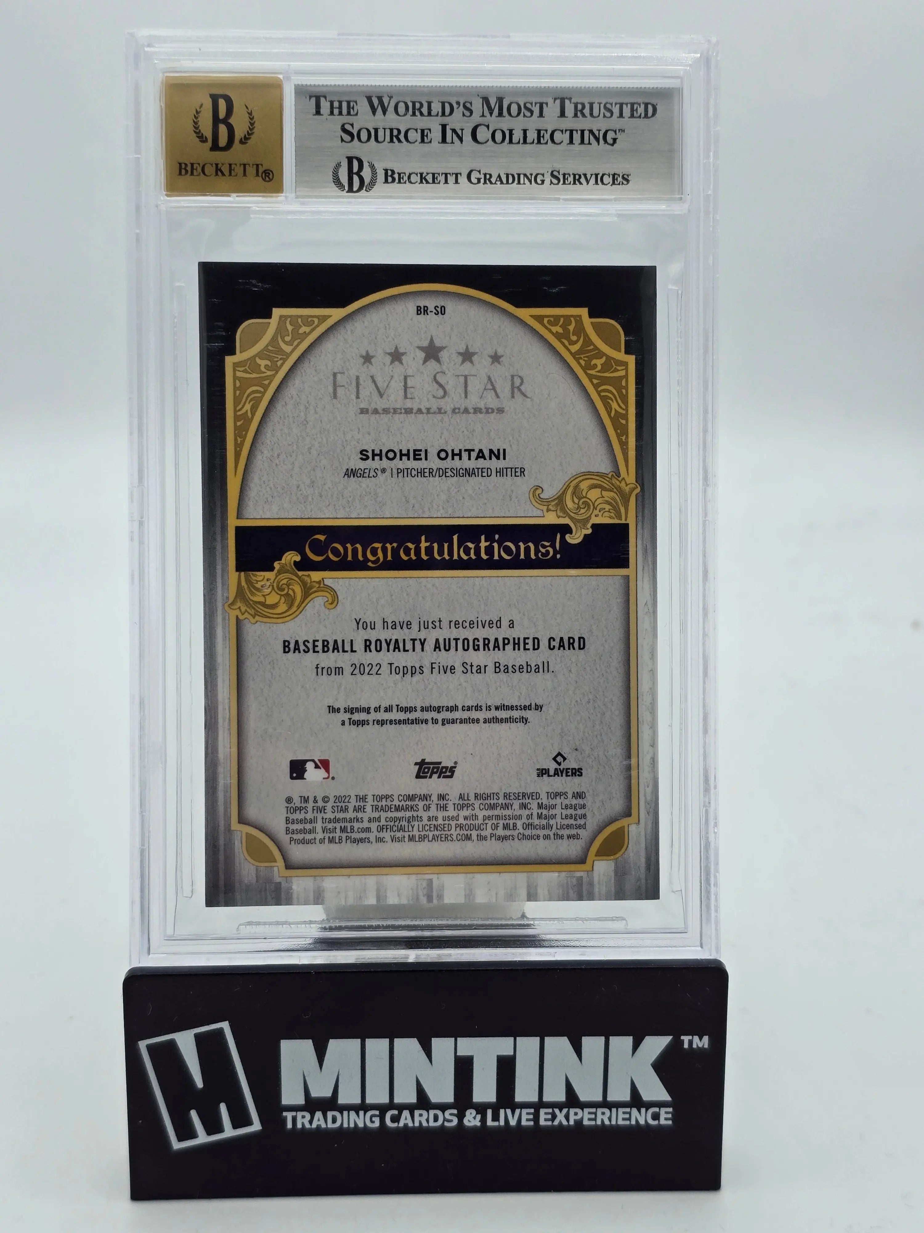 2022 Topps Five Star Shohei Ohtani Baseball Royalty Gold Ink Auto BGS 9/15 - Rare Collectible Baseball Card for Sports Memorabilia & Investment Collection