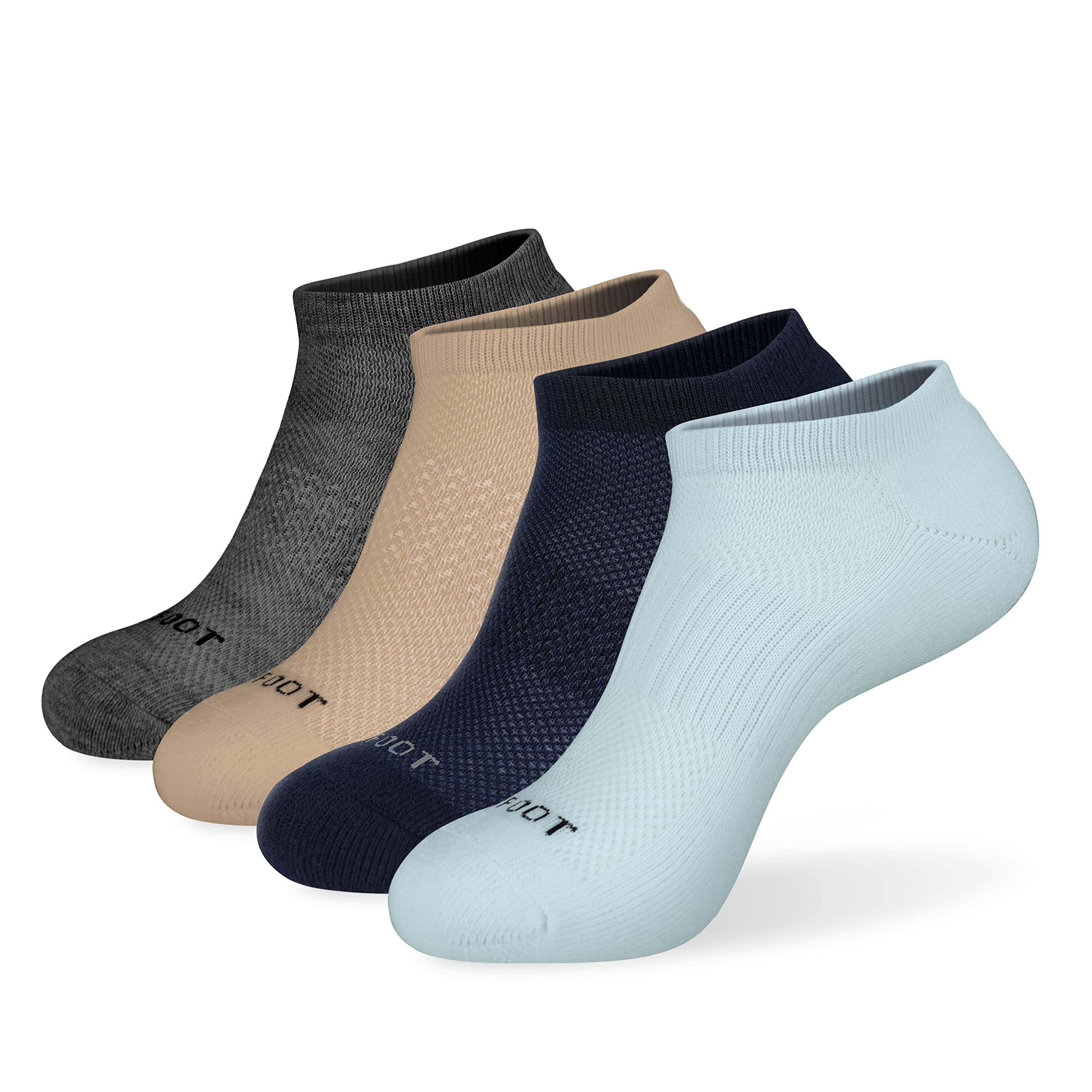 MONFOOT 4 Pairs Athletic Cushion Ankle Socks for Men & Women - Breathable Mesh Running Socks with Arch Support - Perfect for Sports, Gym, Hiking & Daily Wear