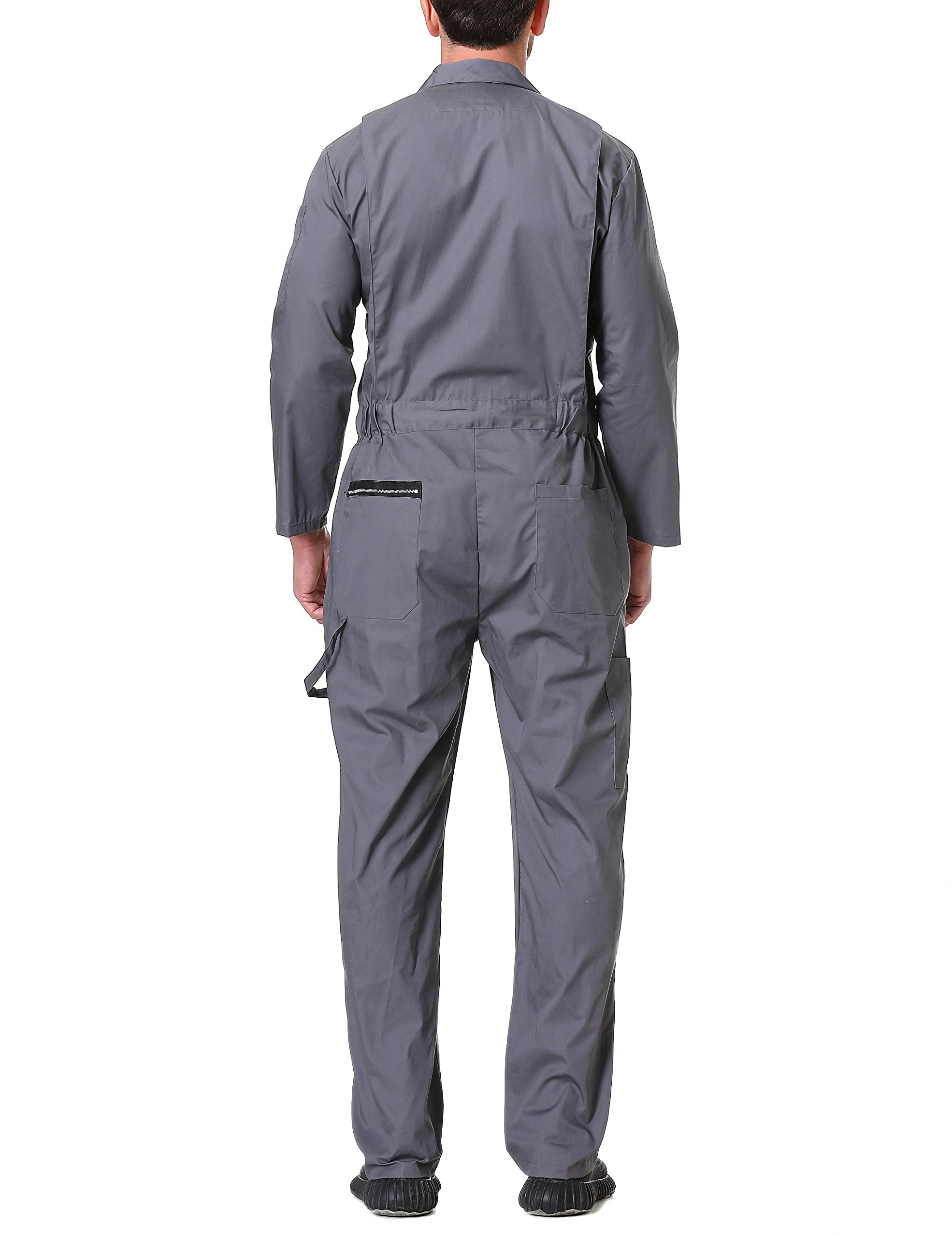 TopTie Men's Long Sleeve Coverall Work Jumpsuit - Durable Mechanic Uniform with Zipper Pockets & Action Back Design for Comfort | Ideal for Auto Repair, Construction & Industrial Work