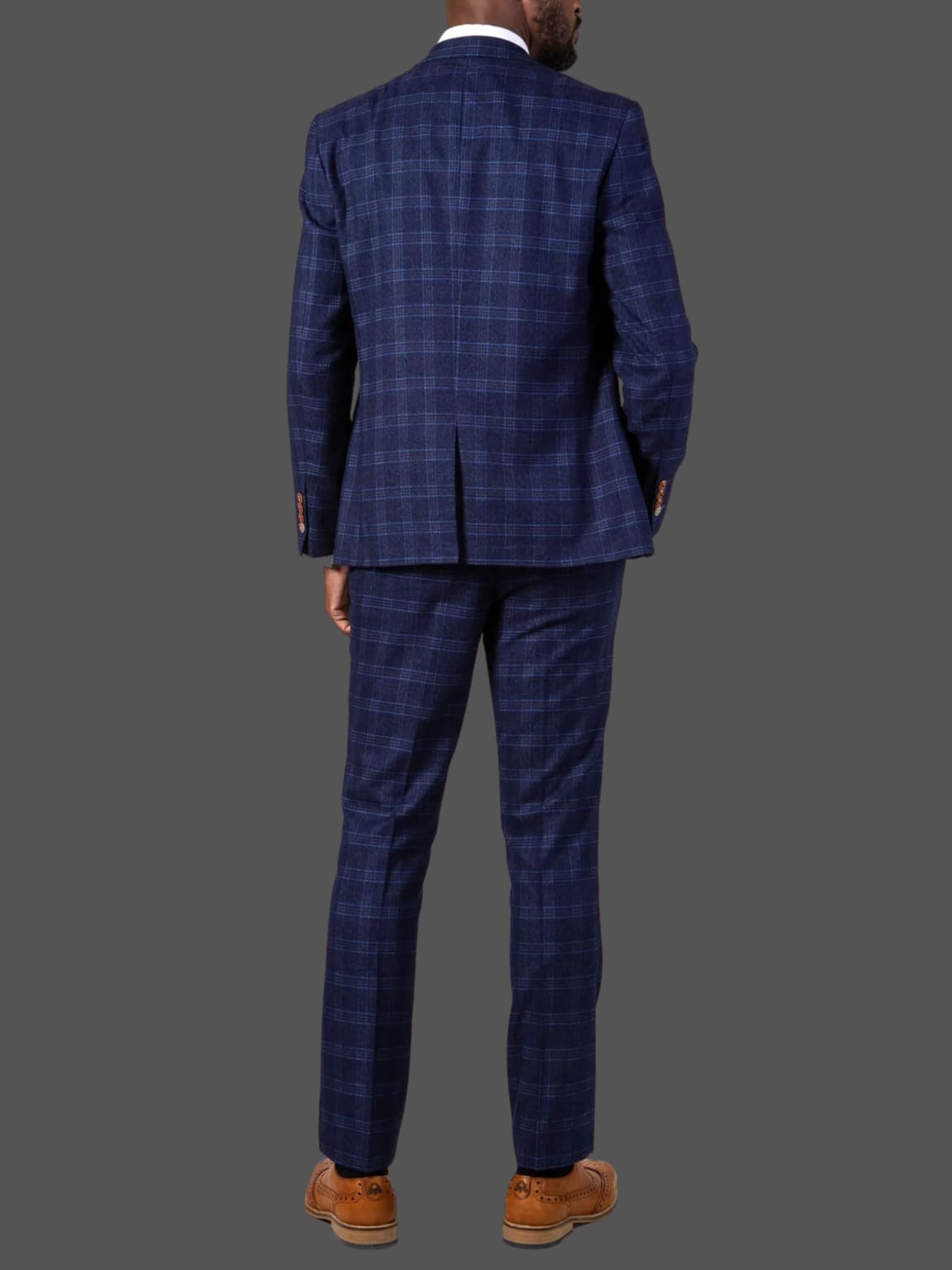 Marc Darcy Chigwell Men's Blue Tweed Check 3 Piece Suit - Formal Business Attire for Weddings, Office & Special Occasions