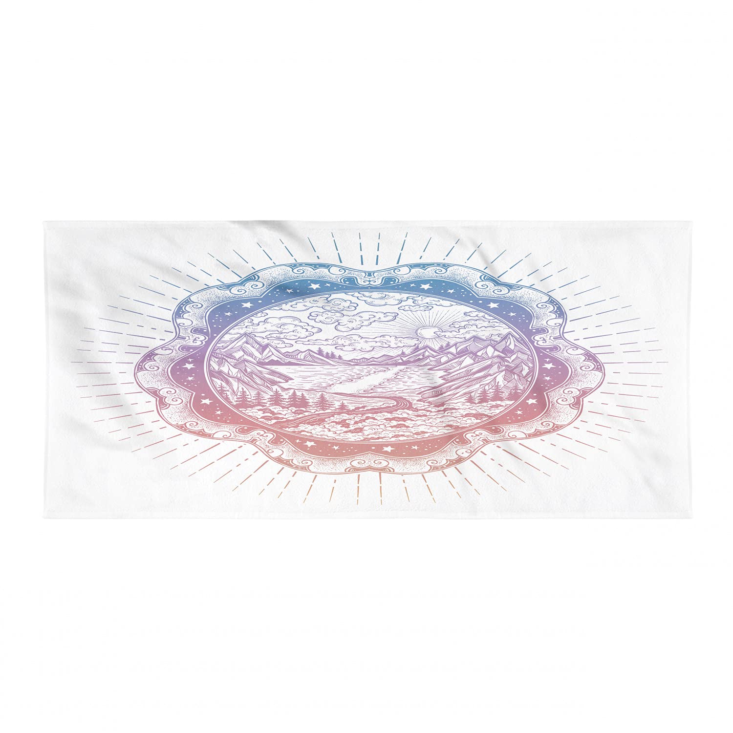 Ambesonne Landscape Sports Towel - Mandala Gradient Nature Print, Soft Lightweight Absorbent Microfiber for Beach, Yoga, Gym & Outdoor Activities | Compact Travel Towel for Swimming, Camping & Sports