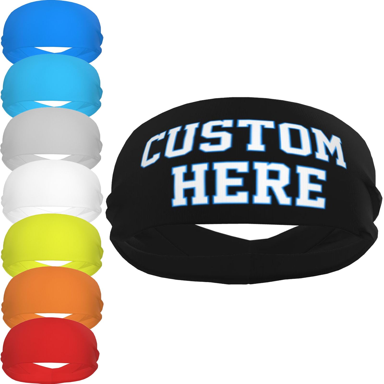 Custom Sports Headband with Logo - Personalized Sweatband for Men & Women - Moisture Wicking, Breathable, Elastic Fitness Headbands - Perfect for Running, Yoga, Tennis & Workouts