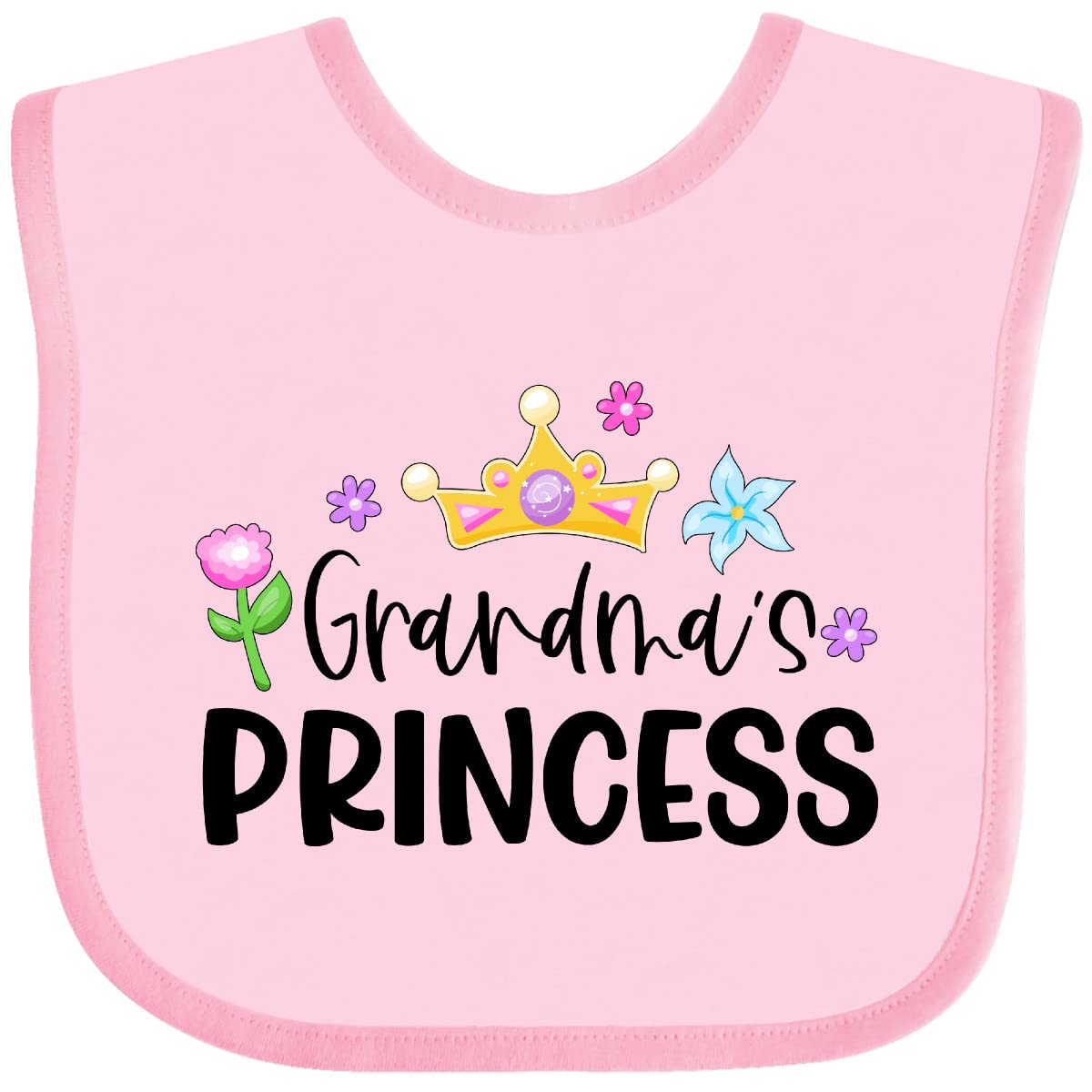 Grandma's Princess Crown Baby Bib - Floral Design for Infants