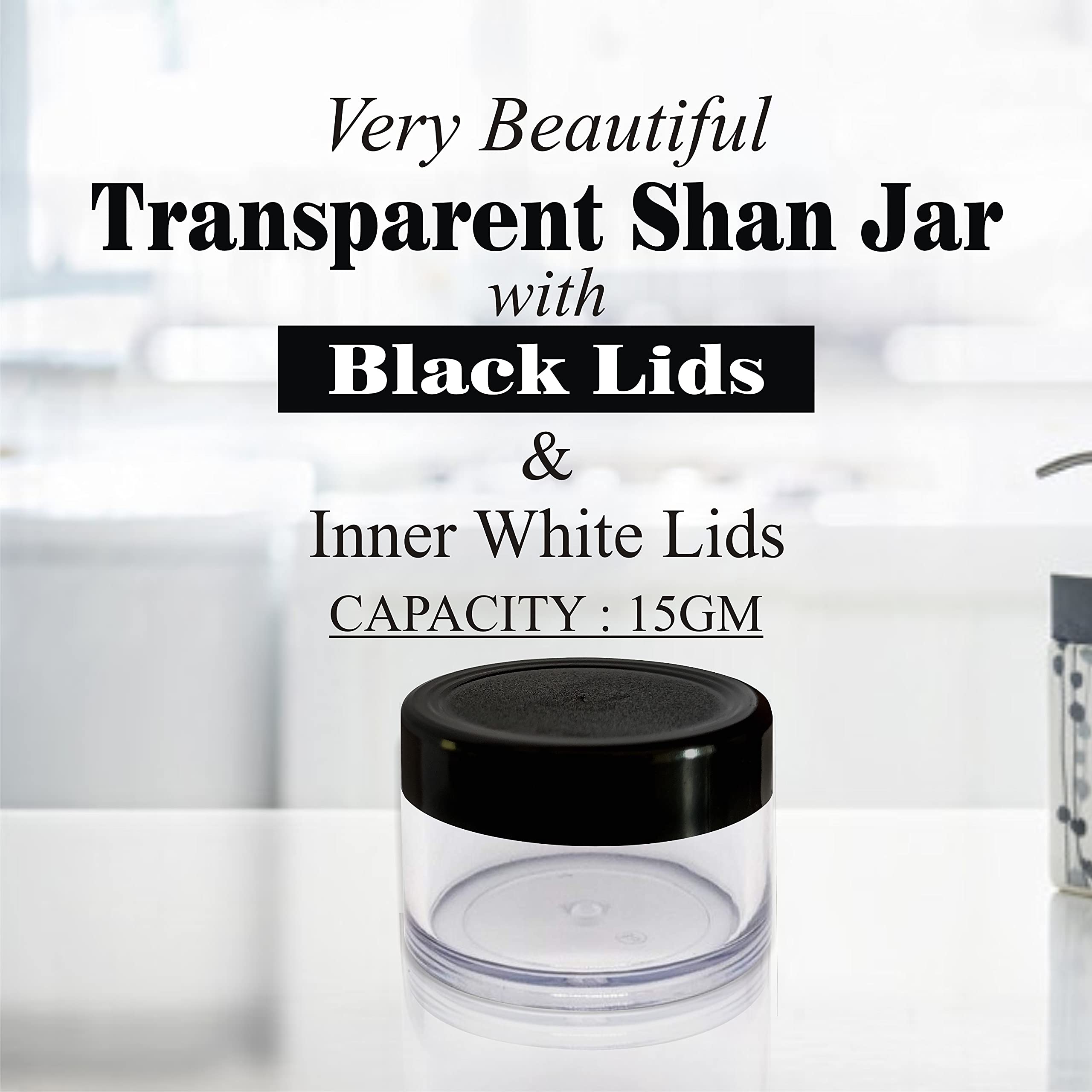 AGM Biotech Zenvista Meditech 5-Pack 15g Clear Acrylic Cosmetic Jars with Black Lids for Creams, Lip Balm, Body Butter & DIY - Perfect for Home, Salon & Travel Organizers