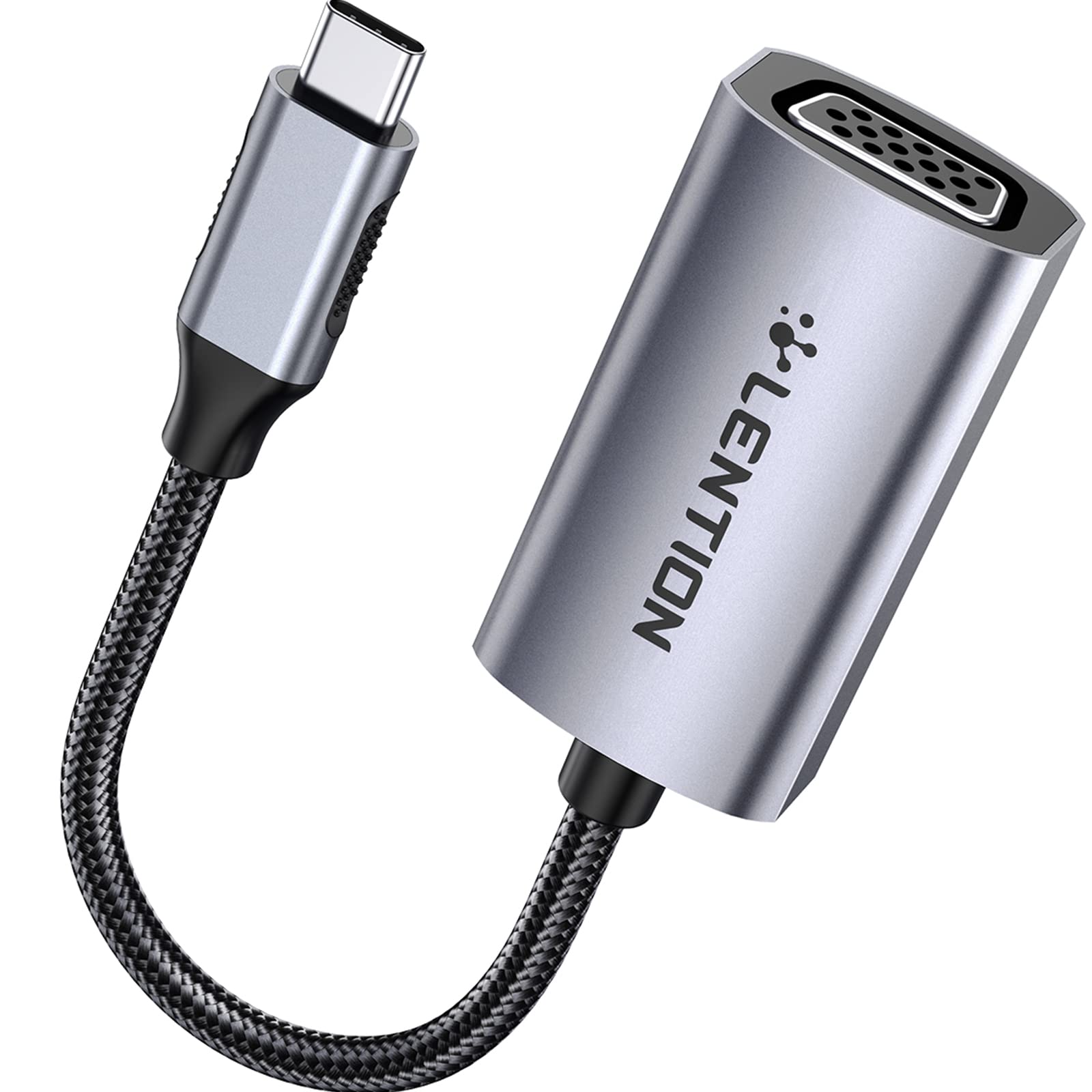 LENTION USB C to VGA Adapter - Thunderbolt 3 to VGA Converter for MacBook Pro 13/15/16 (2023-2016), iPad Pro, MacBook Air, Surface Pro, Chromebook, Dell XPS & More - Gray (CU606) | Connect Laptop to Monitor, Projector & Display for Work & Presentations