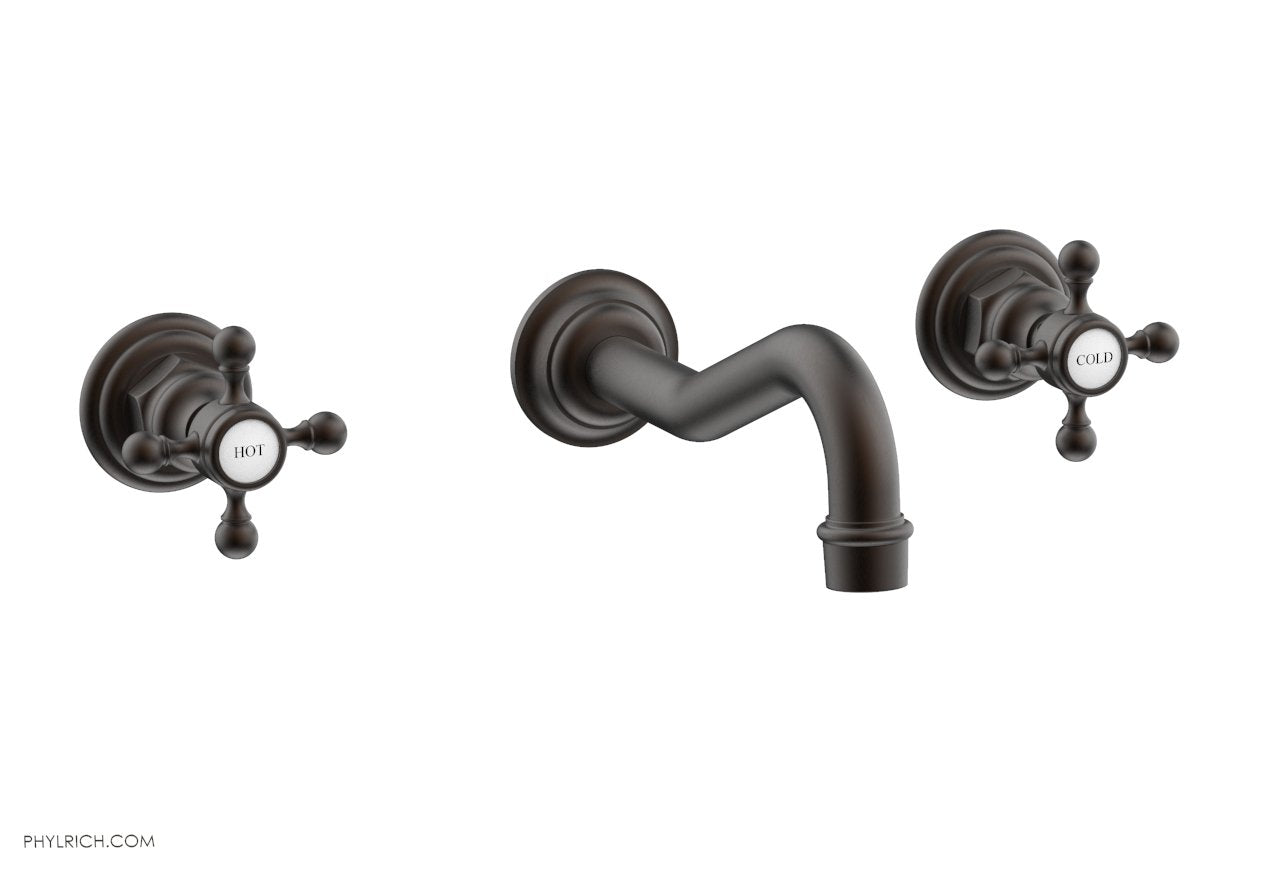 HENRI Wall-Mounted Lavatory Faucet Set with Cross Handles - 161 11 - Perfect for Bathroom Sink, Powder Room, and Guest Bath Installation