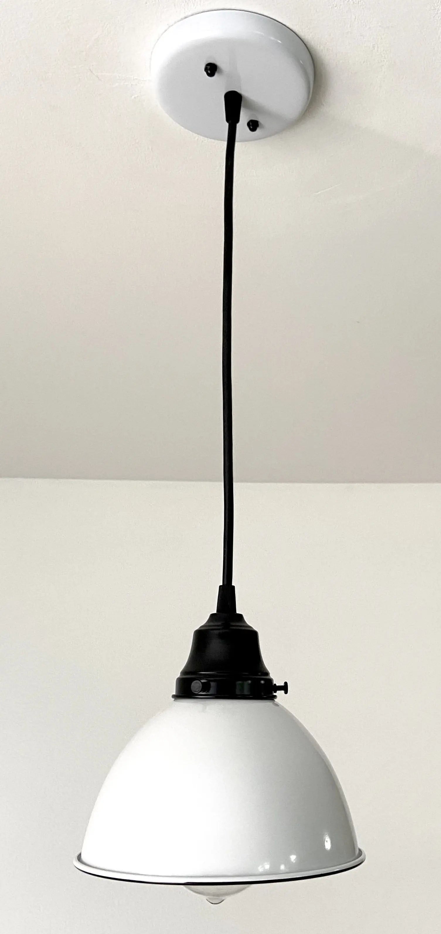 Modern Farmhouse White Pendant Light - Rustic Ceiling Lighting Fixture for Kitchen Island, Dining Room & Bedroom Decor