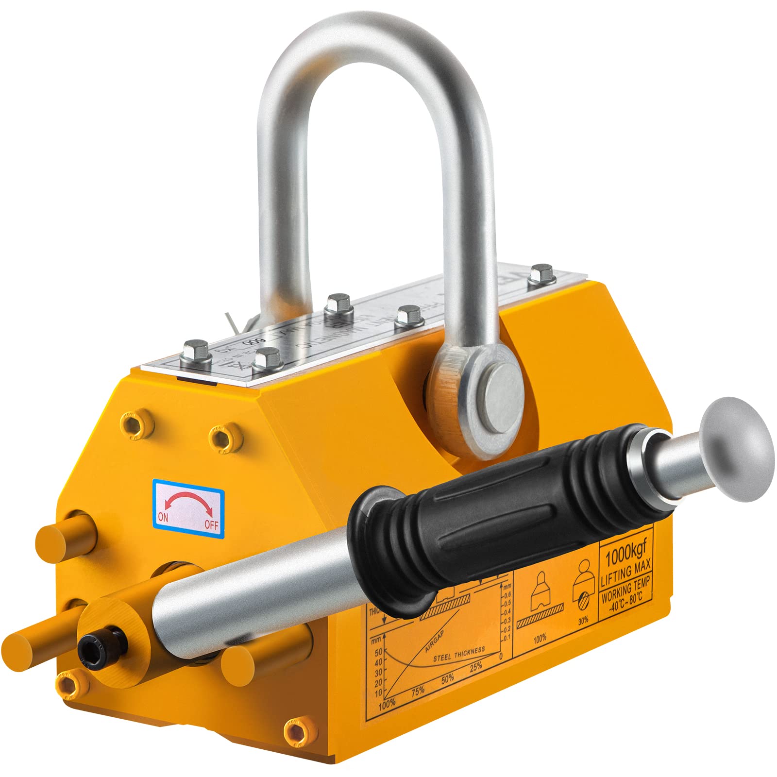 2200lbs Permanent Magnetic Lifter - 1000KG Heavy Duty Steel Lifting Magnet with Handle for Shop Crane, Material Handling & Equipment Lifting - Perfect for Warehouse, Construction Site & Metal Fabrication