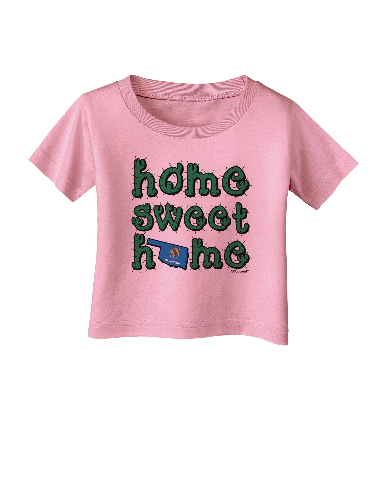 TOOLOUD Oklahoma State Flag & Cactus Baby T-Shirt - Home Sweet Home Design - Soft Cotton Infant Tee for Boys & Girls - Perfect for Family Outings, State Pride & Photo Shoots