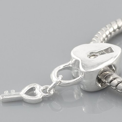 Sexy Sparkles Key to My Heart Dangling Key Charm Spacer Beads for Snake Chain Charm Bracelet - Perfect for Valentine's Gifts, Friendship Jewelry & Everyday Fashion Accessories