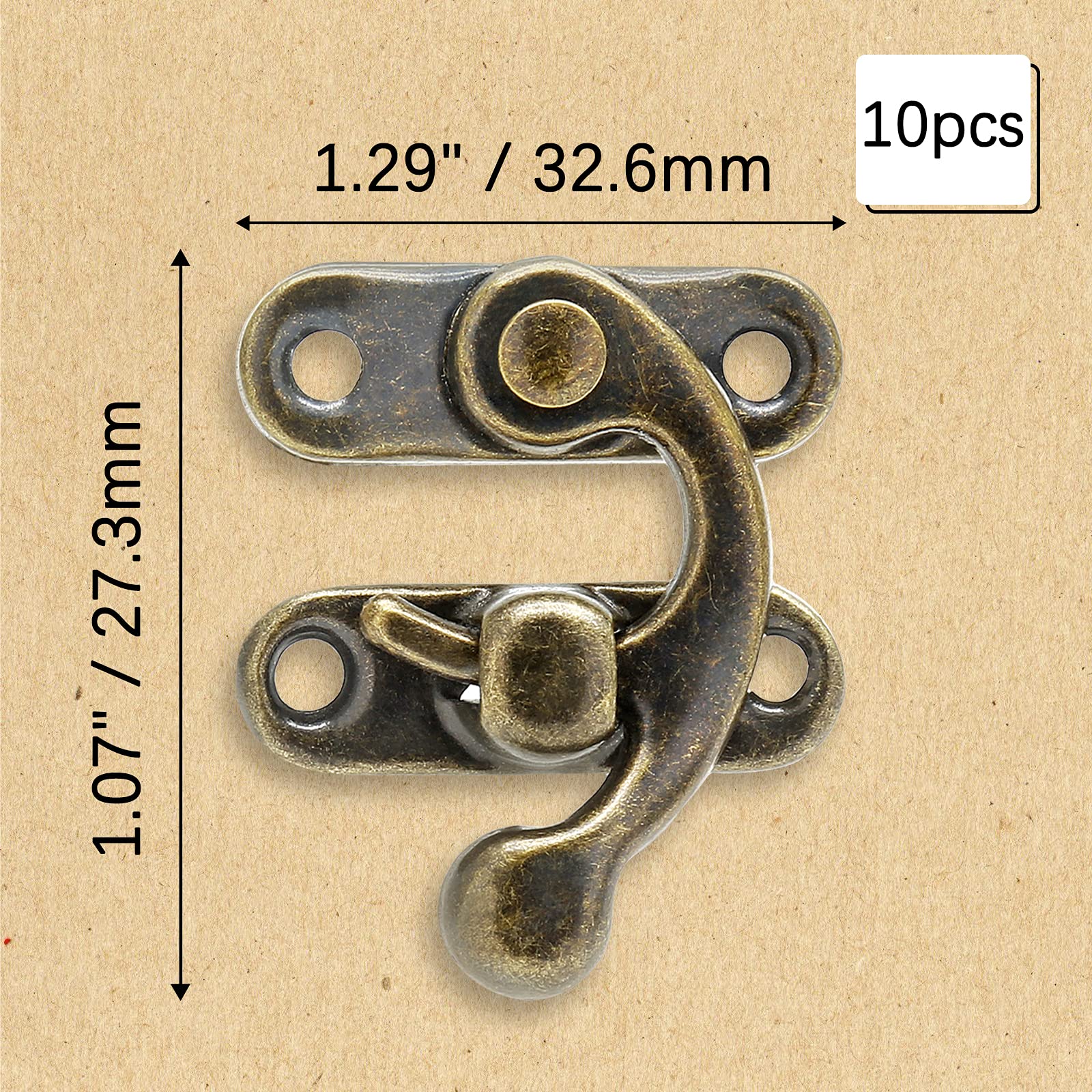 10Pcs Antique Latch Hook for Jewelry Box - Bronze Hardware for Wooden Cases & Toolboxes