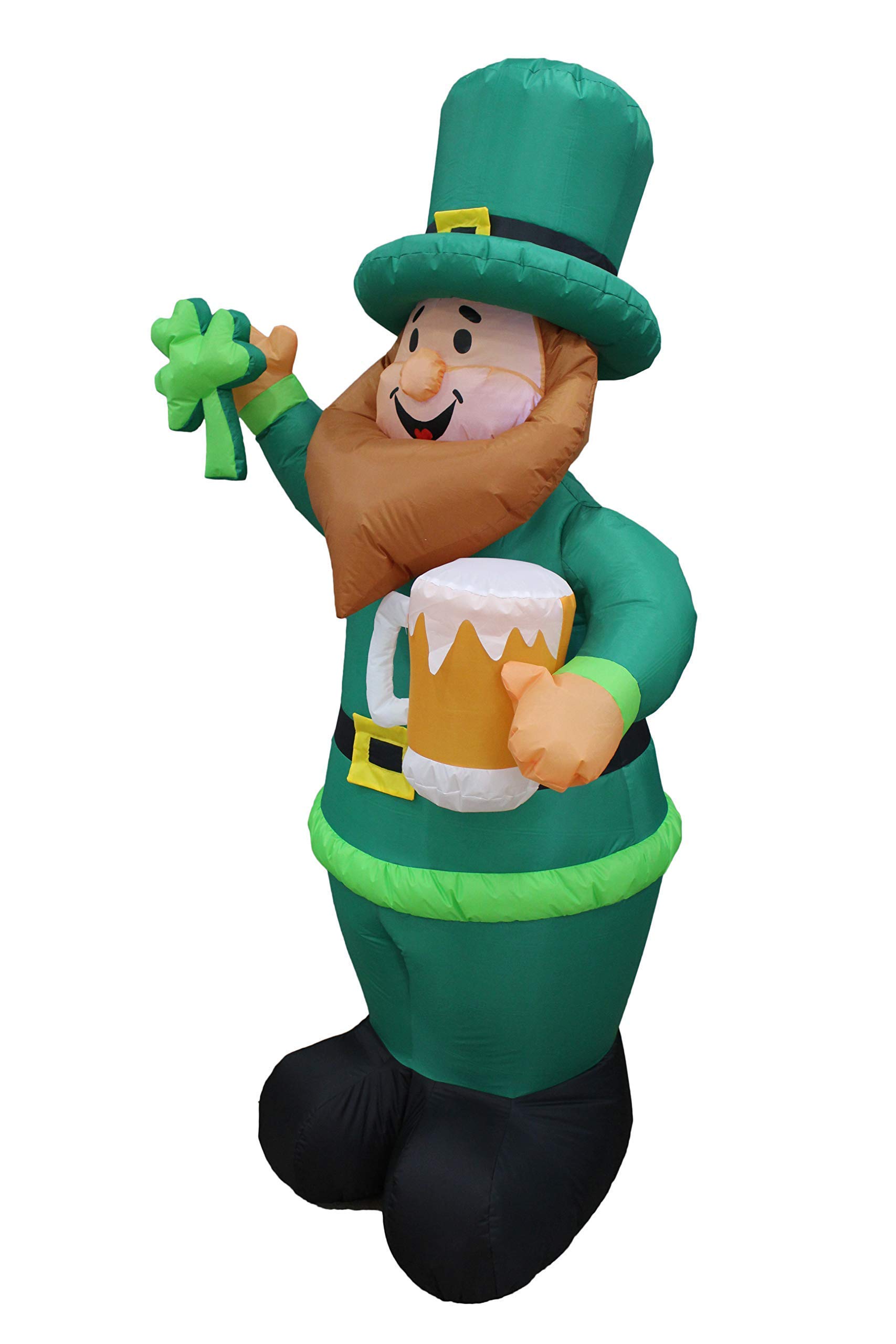 St. Patrick's Day & Easter Party Decorations Bundle - 6ft Inflatable Leprechaun with Shamrock & Beer + 4ft Inflatable Easter Bunny with Wheelbarrow & Eggs - Perfect for Holiday Yard Decorations, Themed Parties & Spring Celebrations