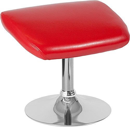StarSun Depot Red Leather Egg-Shaped Ottoman Footrest - 19.5